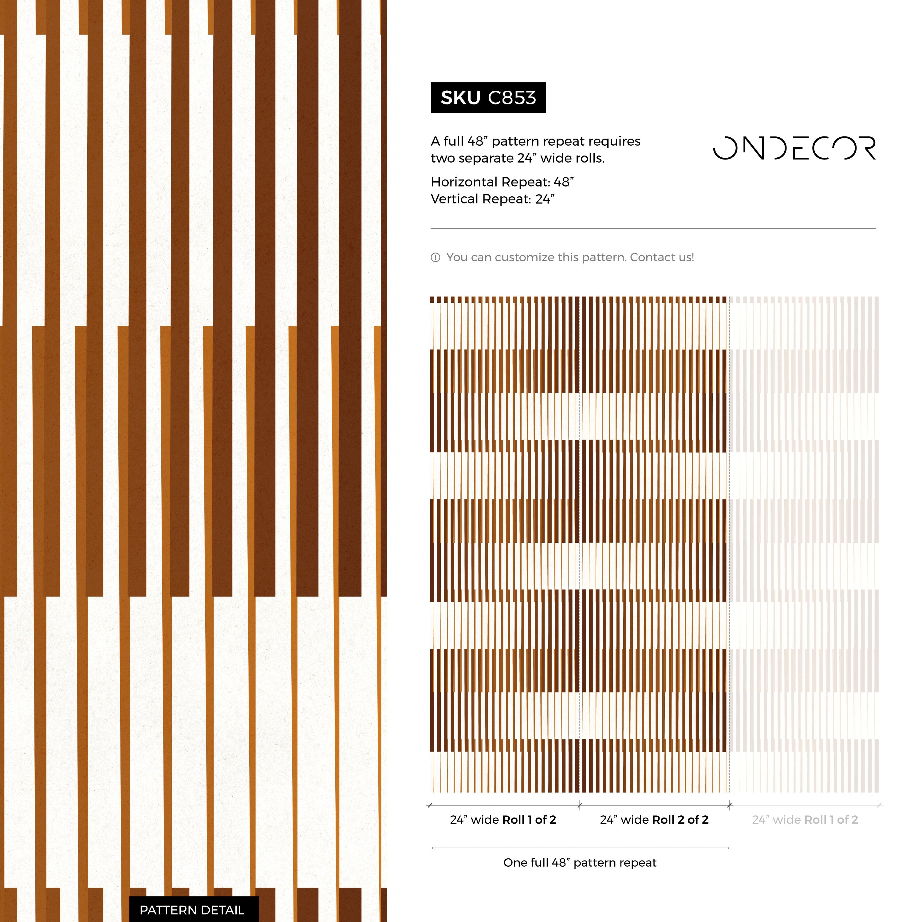 Geometric Wallpaper Featuring Staggered Lines In Brown And Dark Brown - C853