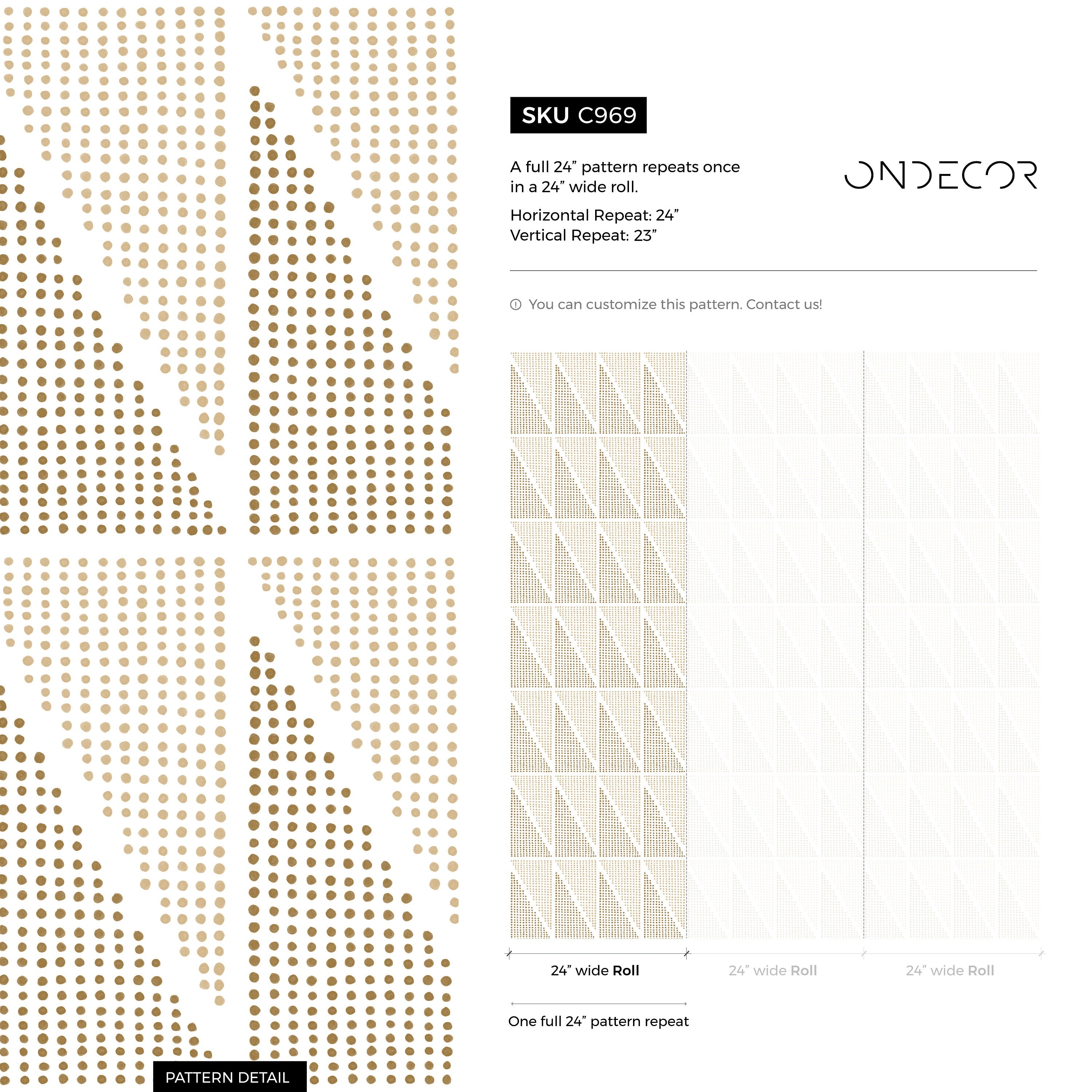 Geometric Wallpaper With A Dotted Triangle Motif In Beige And Tan - C969