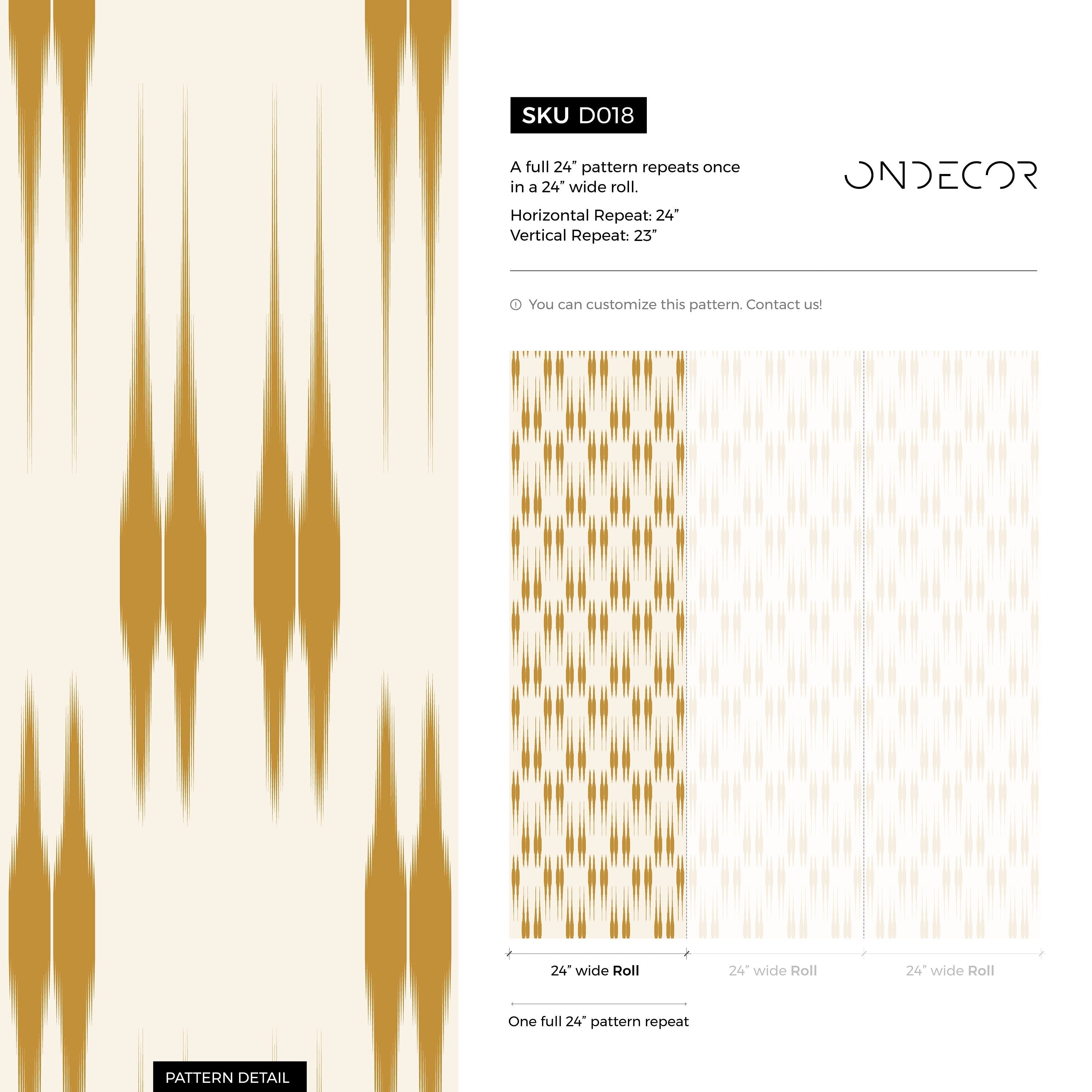 Geometric Wallpaper With An Ikat Style Motif In Yellow - D018