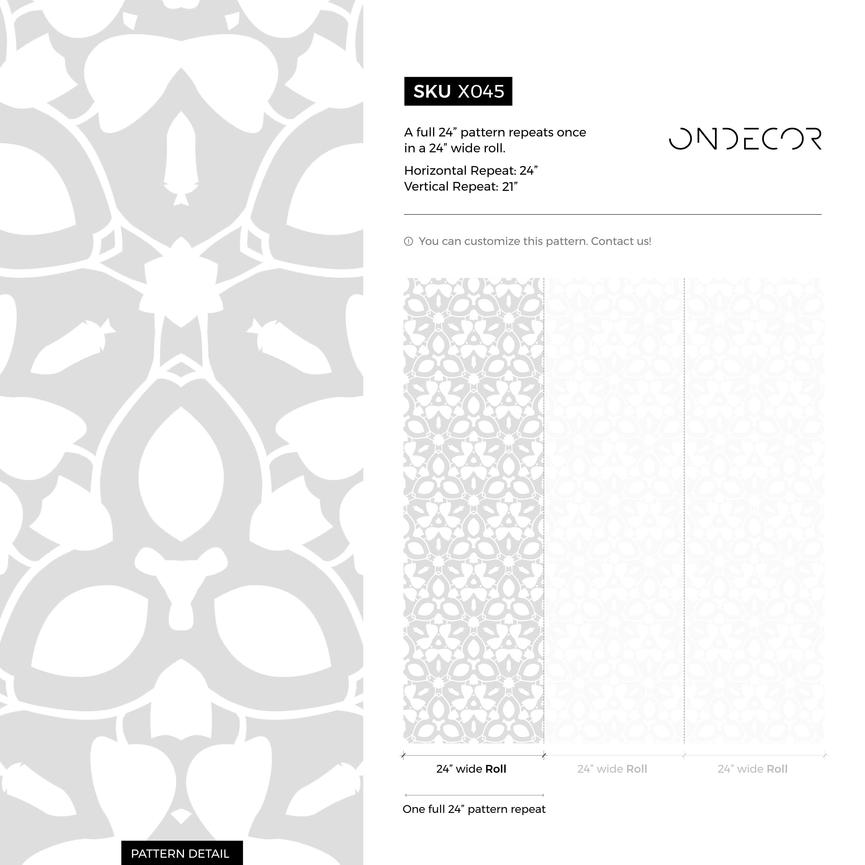 Abstract Wallpaper With A Symmetrical Kaleidoscope Motif In Gray And White - X045
