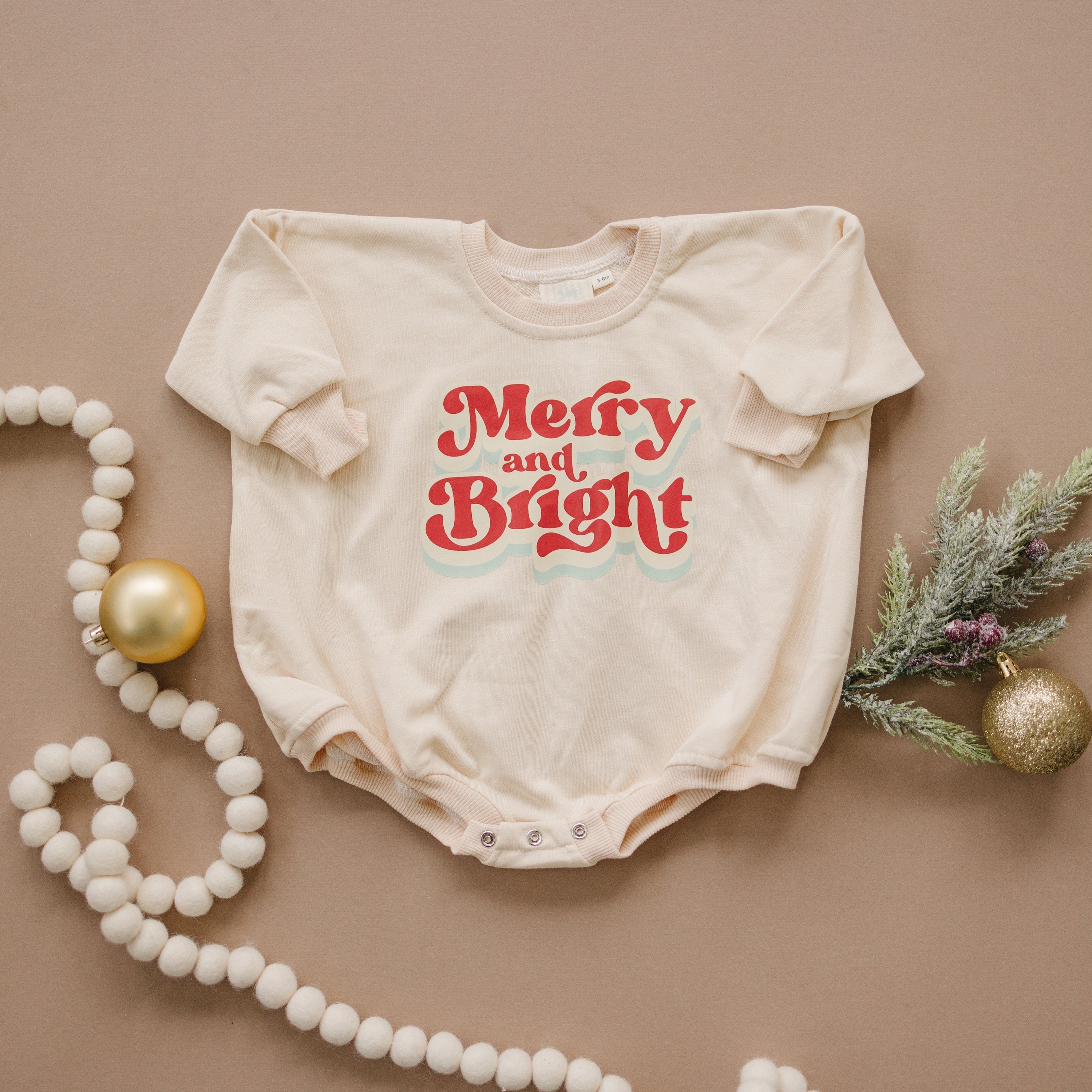 Merry And Bright Christmas Sweatshirt Romper