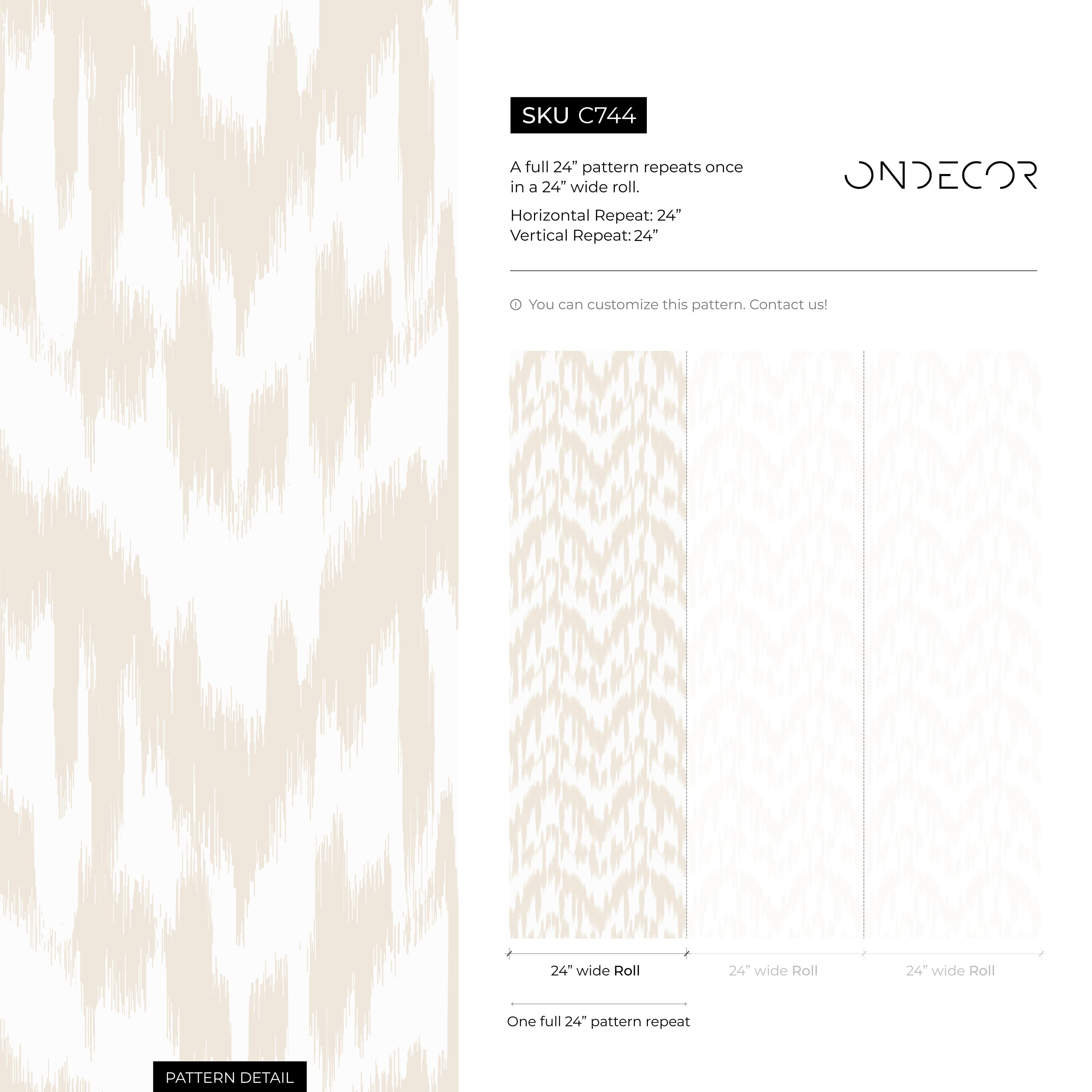 Boho Wallpaper With An Abstract Ikat Motif In Beige - C744