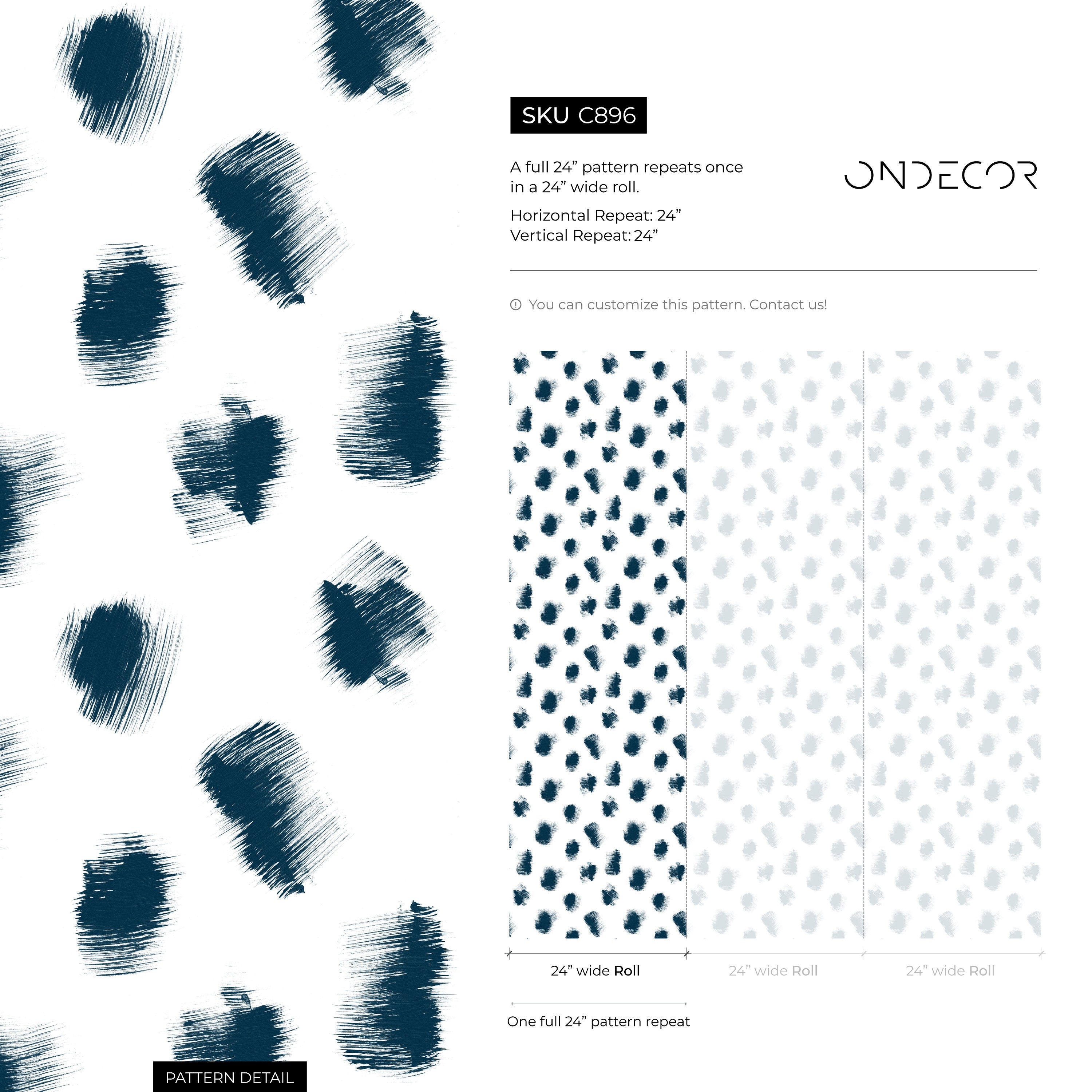 Abstract Wallpaper Featuring Sketched Speckle Dots In Navy Blue - C896
