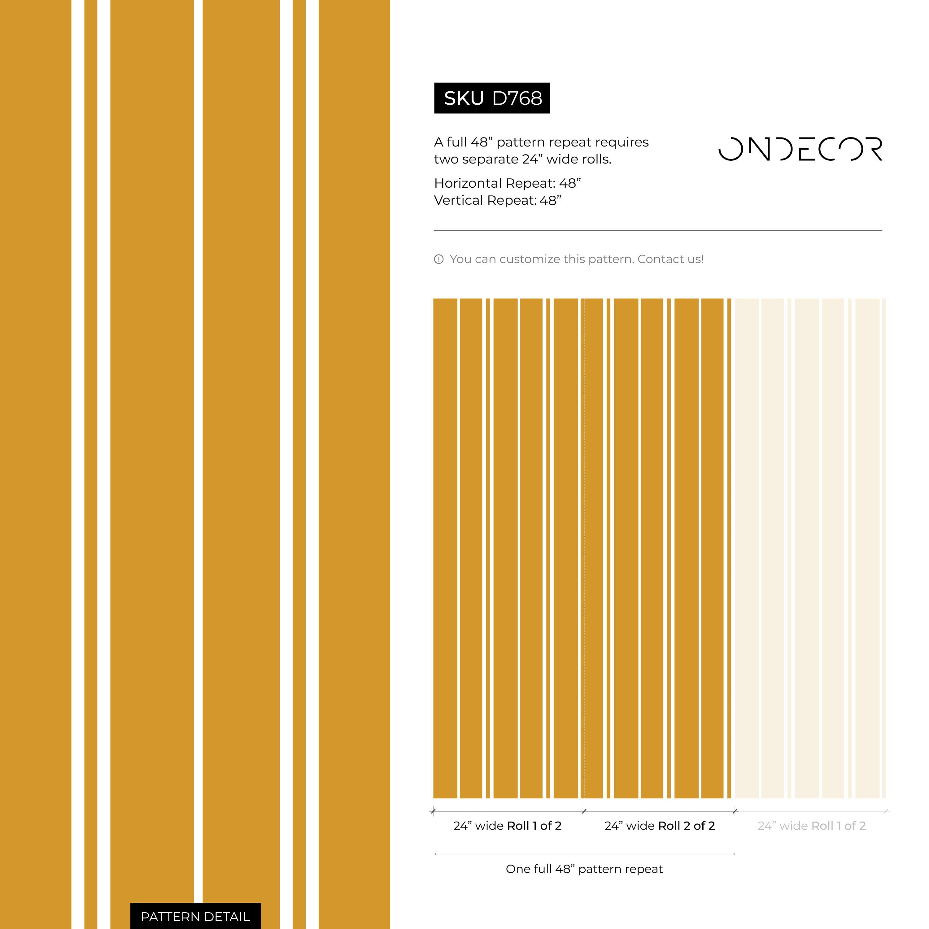 Striped Wallpaper Featuring Clean Vertical Lines In Mustard Yellow And White - D768