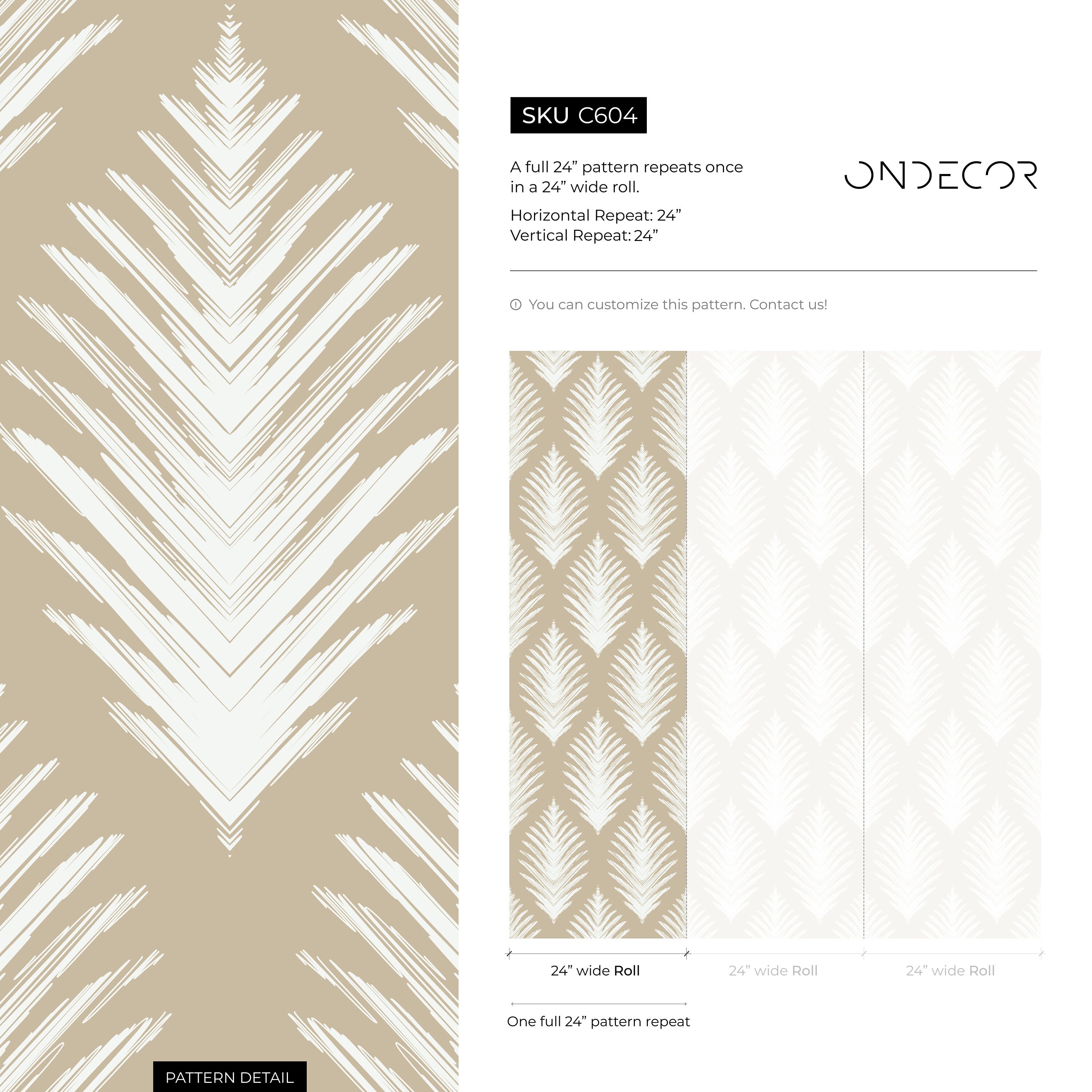 Botanical Wallpaper With An Abstract Leaf Motif In Beige And White - C604