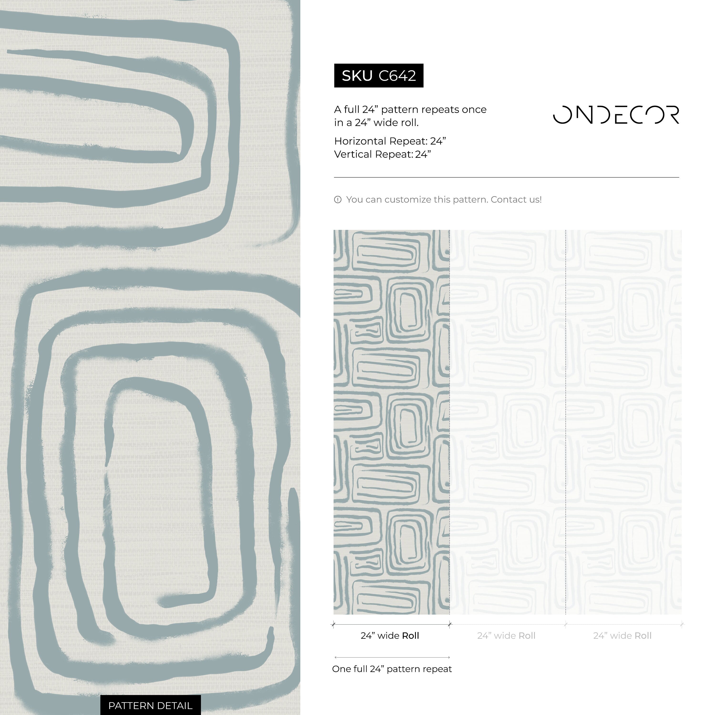 Abstract Wallpaper With A Brushstroke Motif In Light Blue And Grey - C642