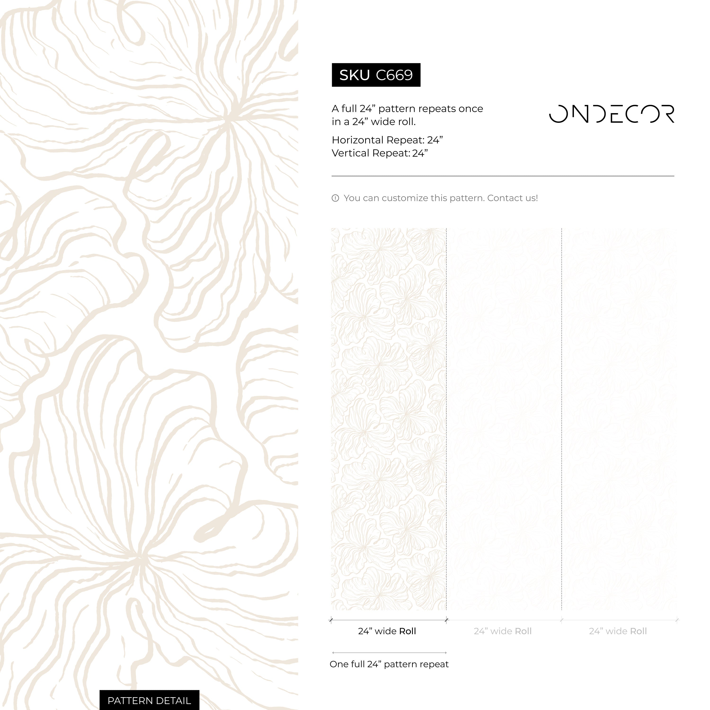 Floral Wallpaper With Delicate Stylized Blooms In Beige And Cream - C669