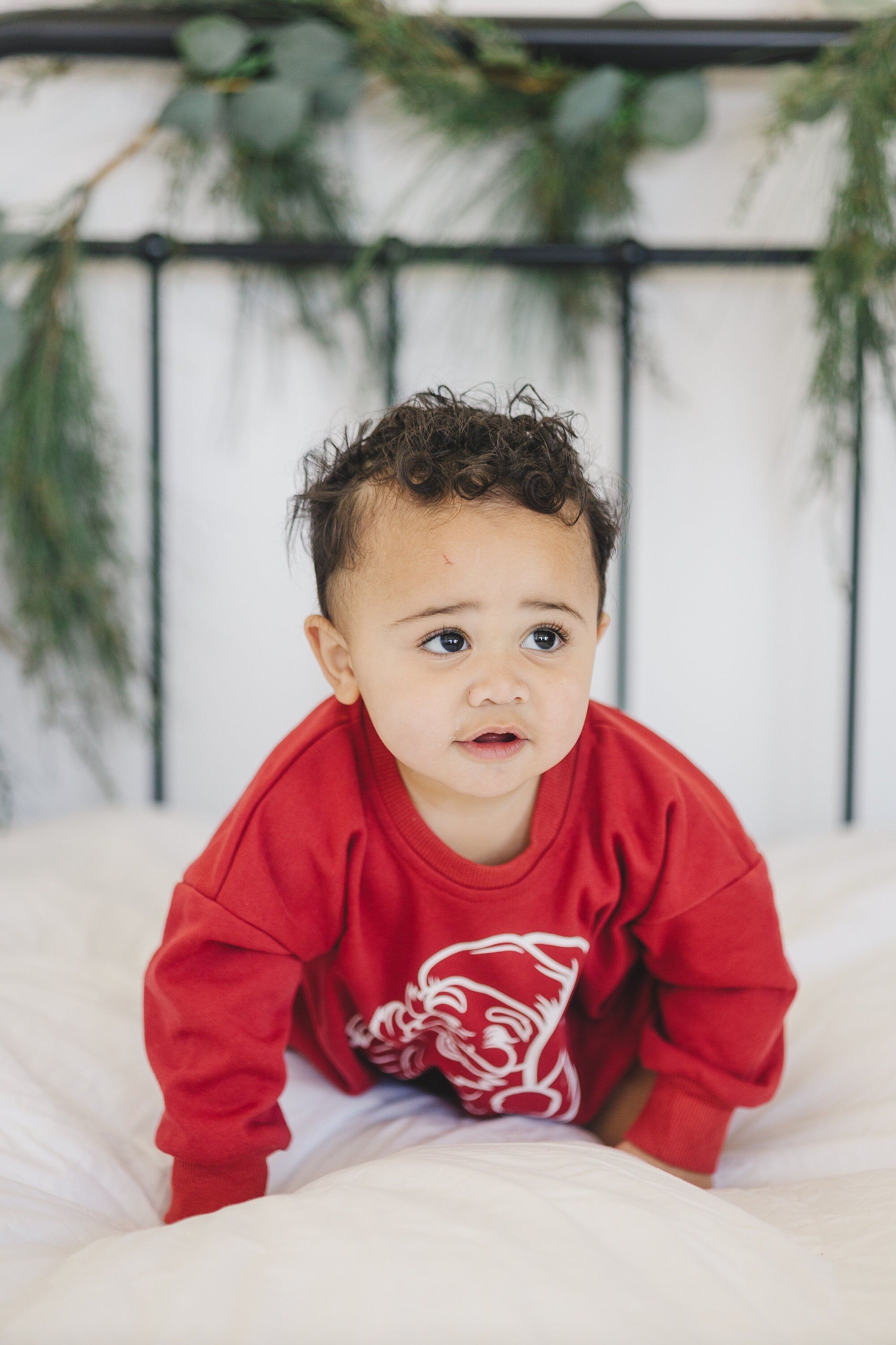 Vintage Santa Graphic Sweatshirt Romper - Red