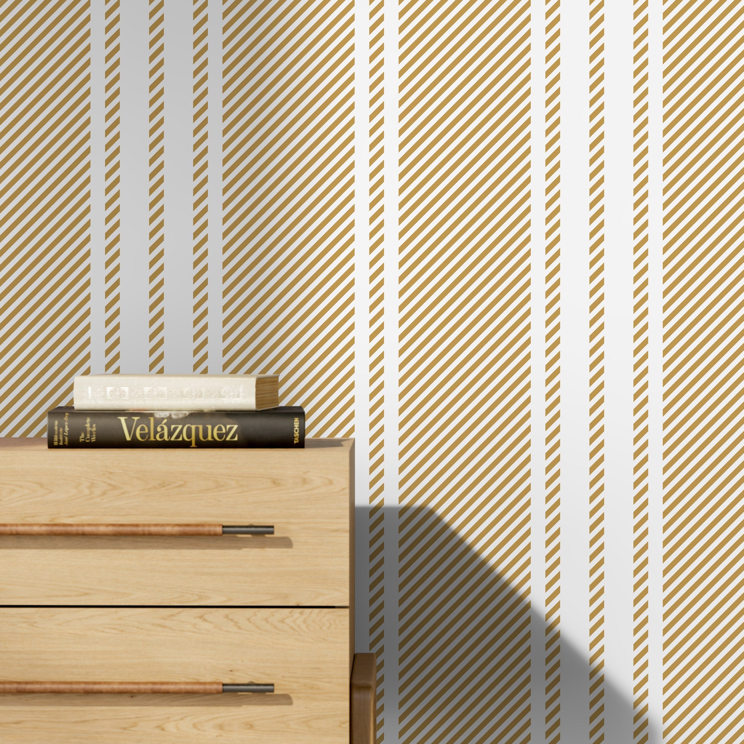 Striped Wallpaper Featuring Modern Diagonal Lines In Yellow - D784