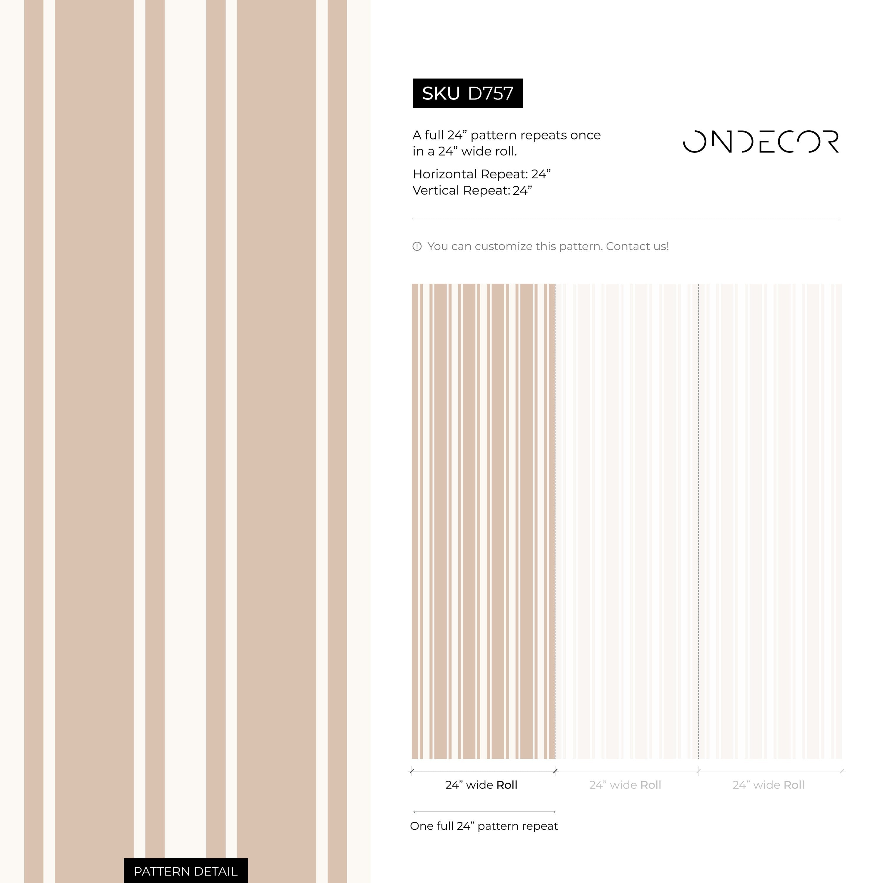 Striped Wallpaper With A Classic Vertical Stripe Motif In Beige And White - D757