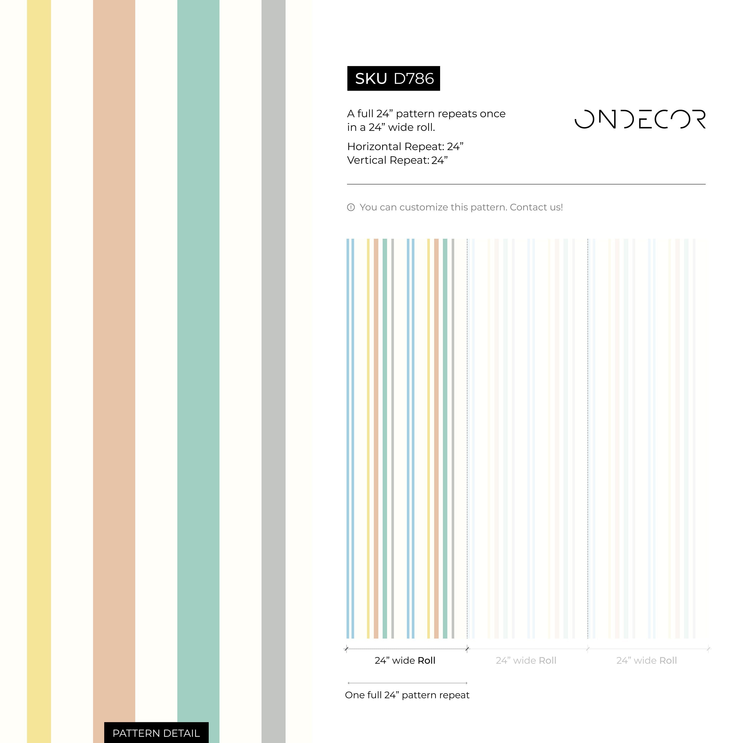 Striped Wallpaper Featuring Multicolored Vertical Stripes In Blue, Green, And Yellow - D786