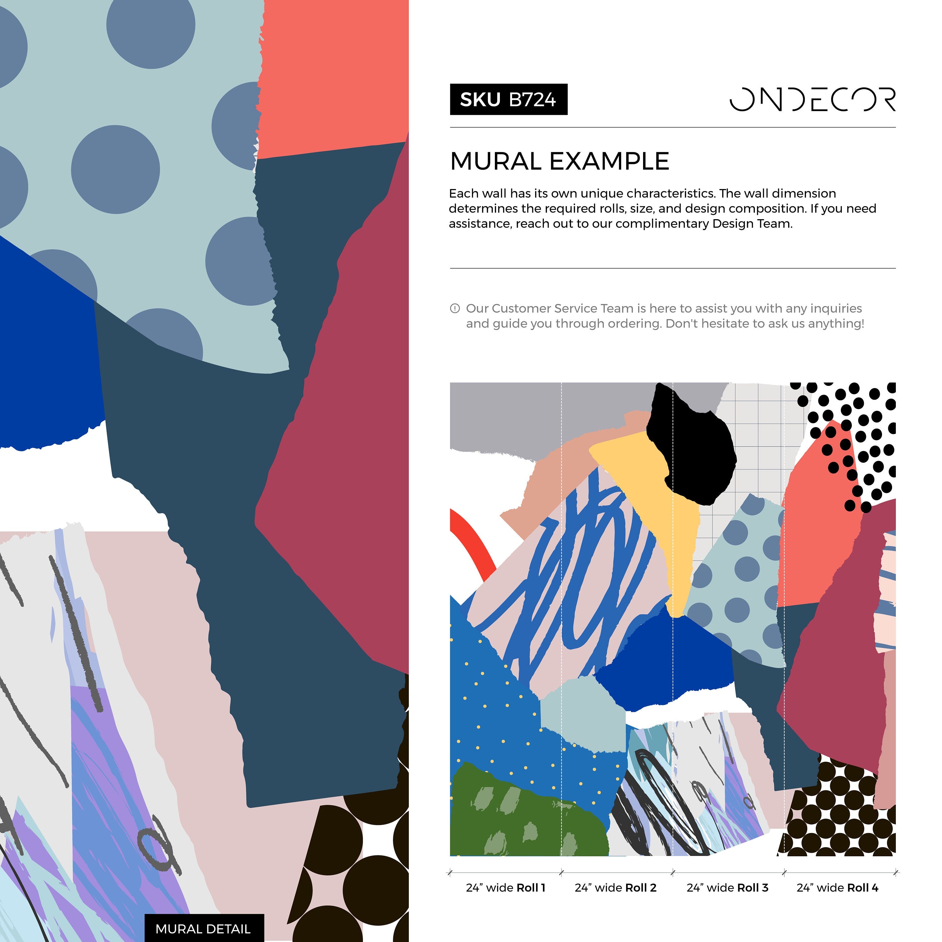 Abstract Wallpaper With A Modern Collage Motif In Blue, Red, And Yellow - B724