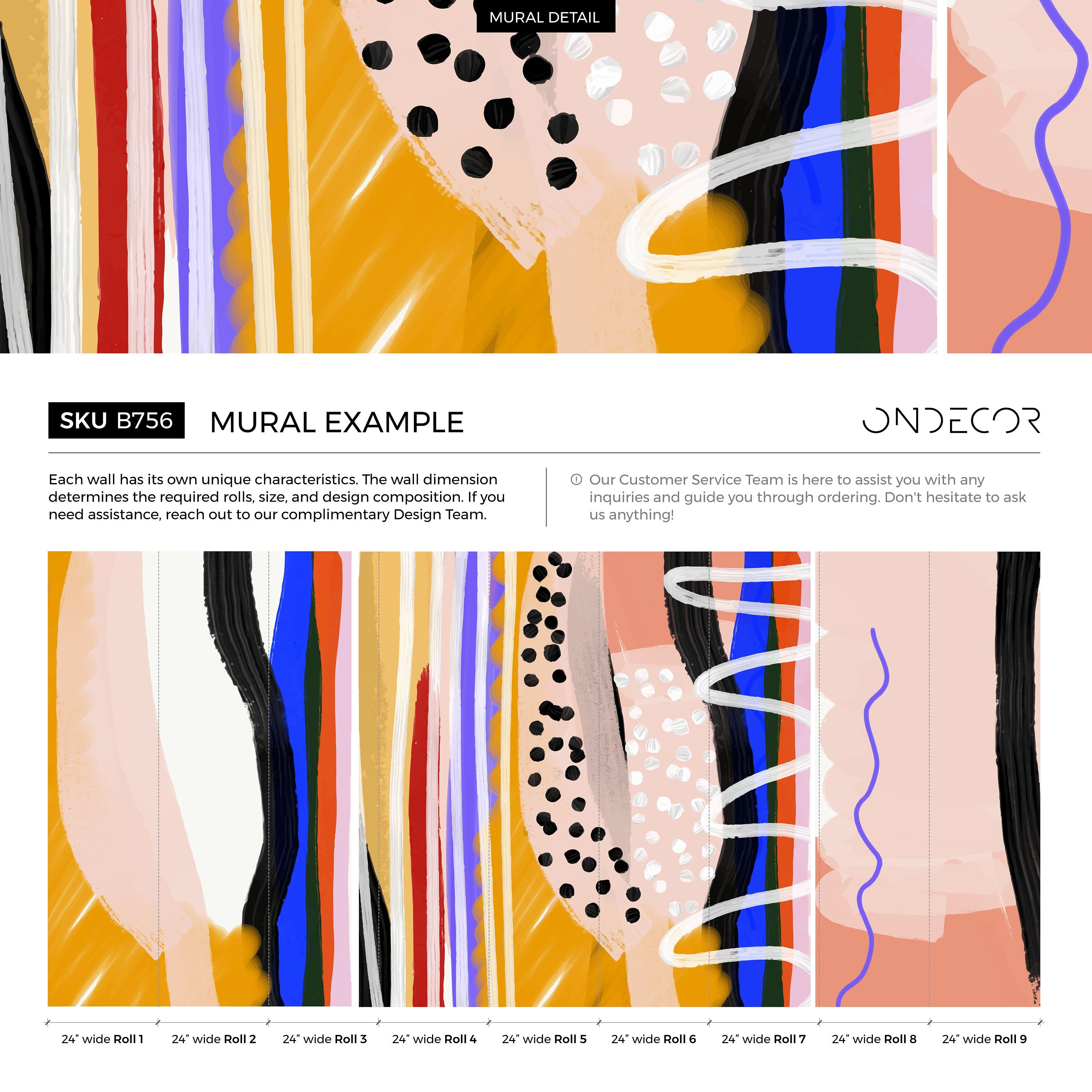 Abstract Wallpaper With Painterly Brushstrokes In Blue, Red, And Yellow - B756