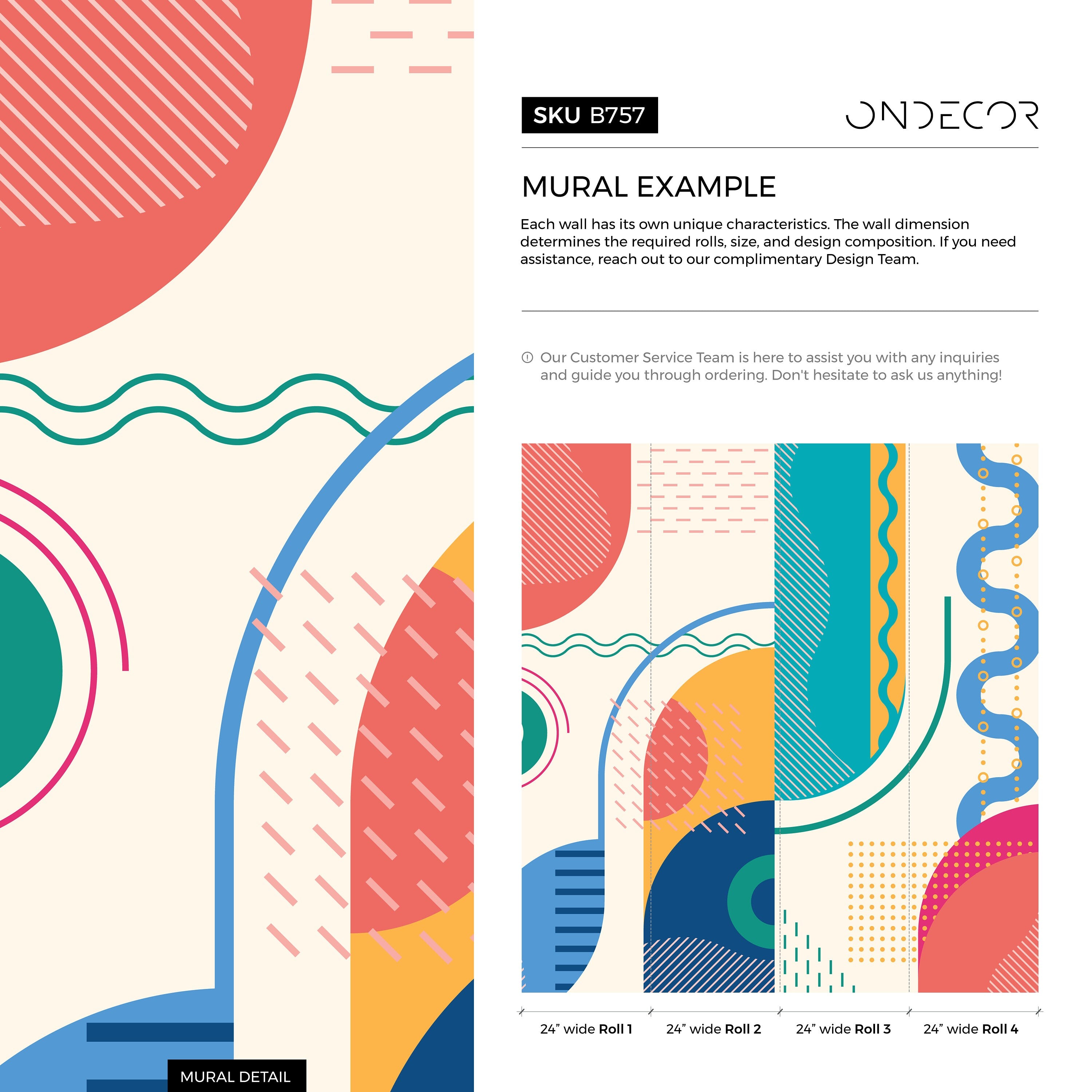 Abstract Wallpaper With Colorful Geometric Shapes In Teal, Red, And Yellow - B757