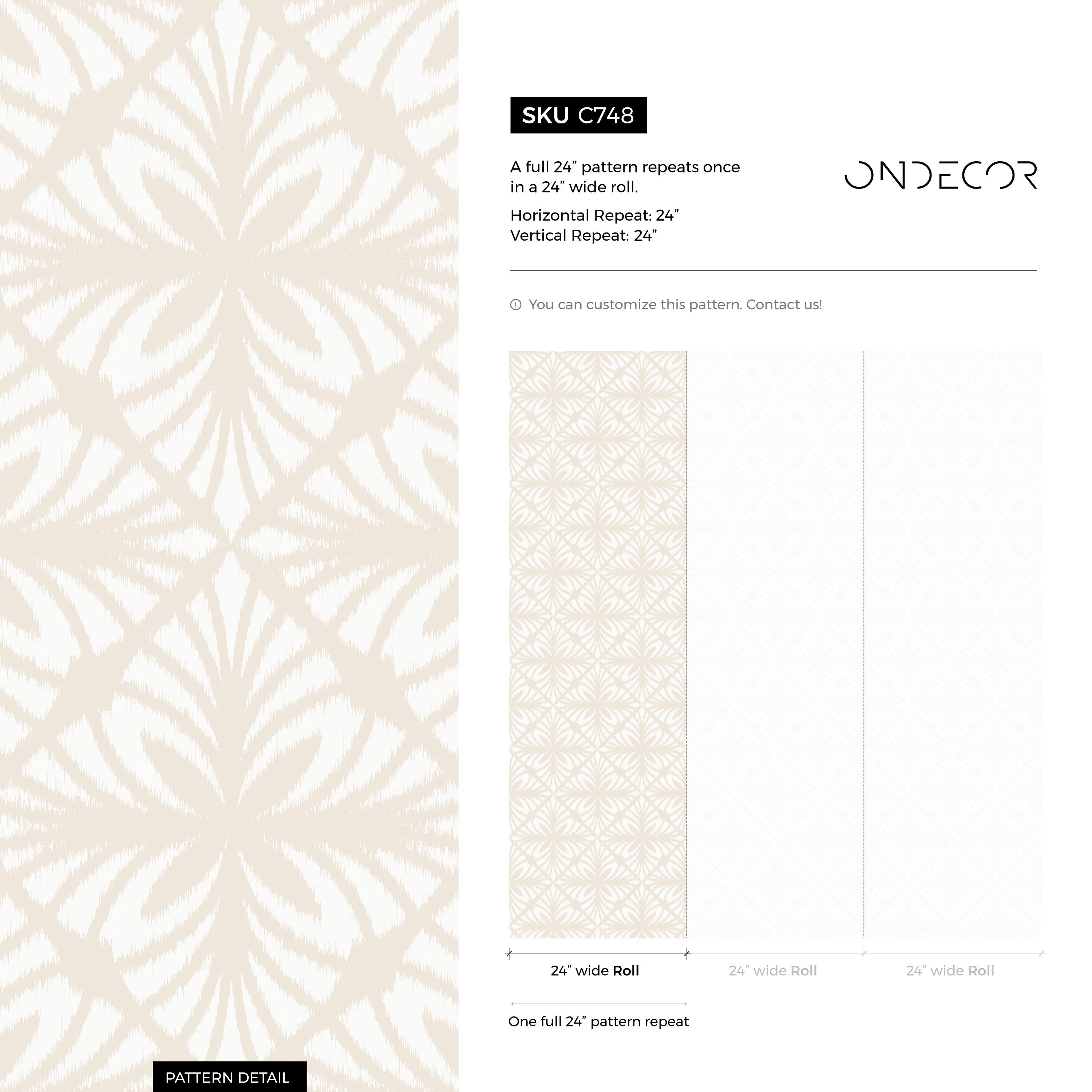 Art Deco Wallpaper With A Stylized Fan Motif In Beige And Cream - C748