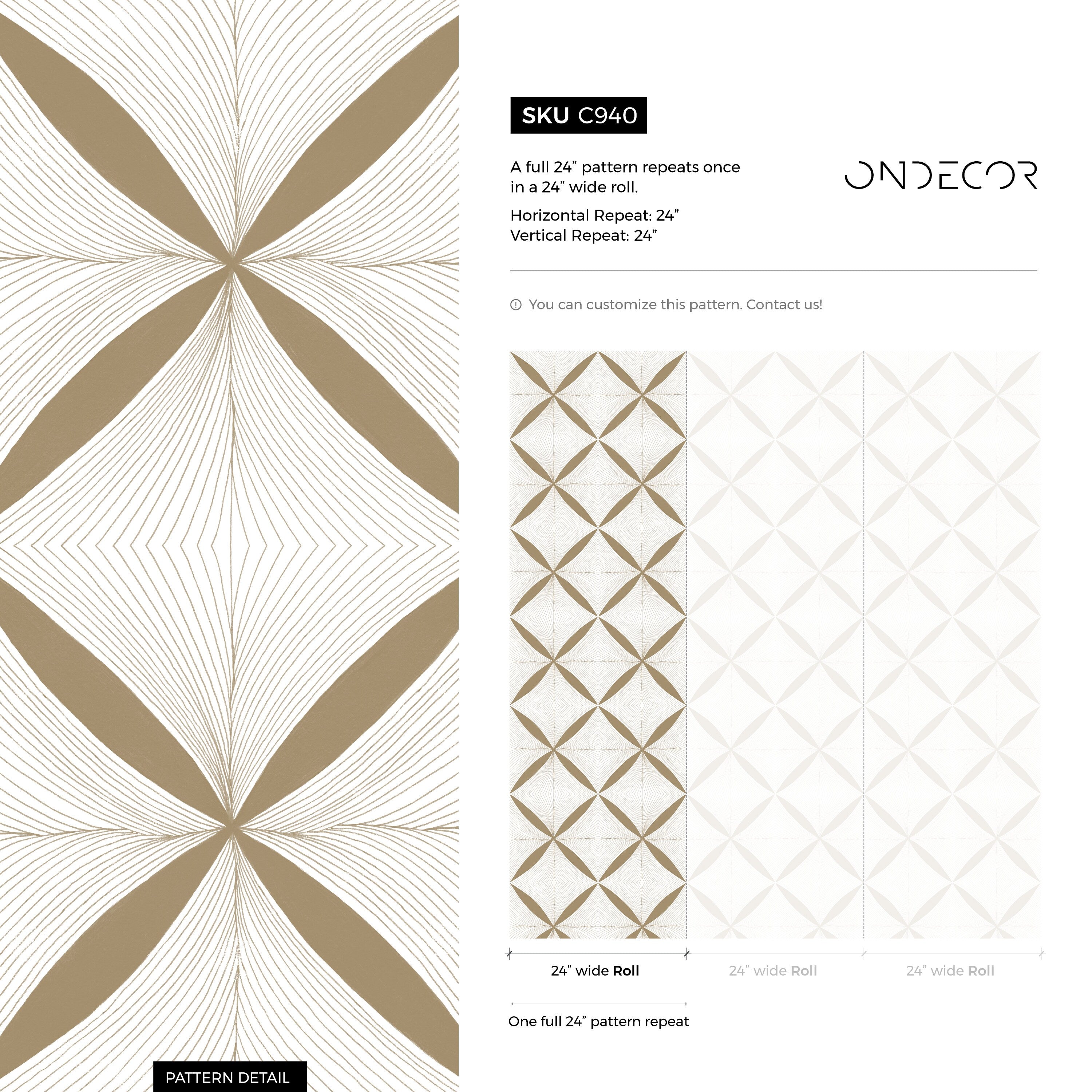 Geometric Wallpaper With Radiating Lines In Beige And Cream - C940