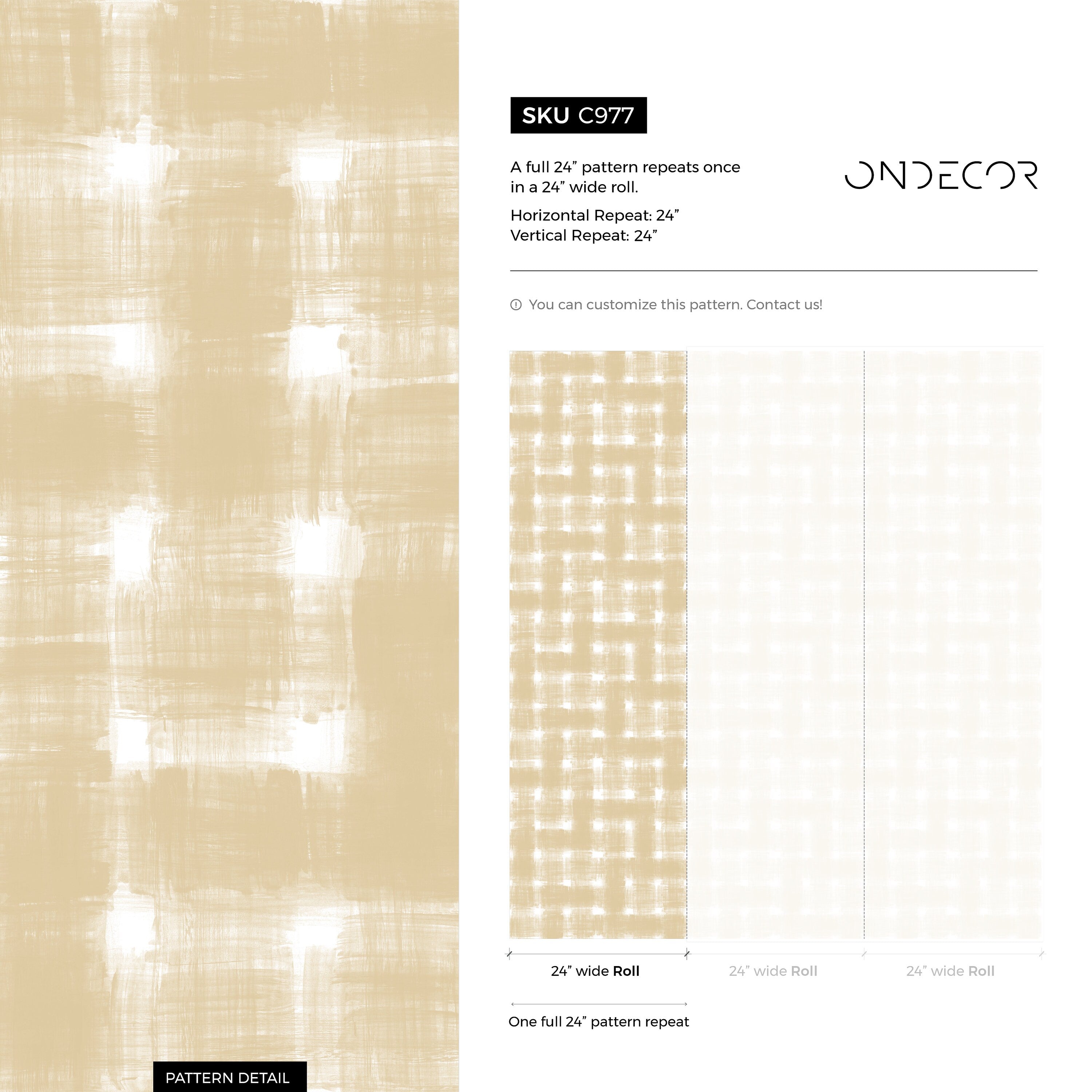 Checkered Wallpaper With A Painterly Motif In Beige And Cream - C977