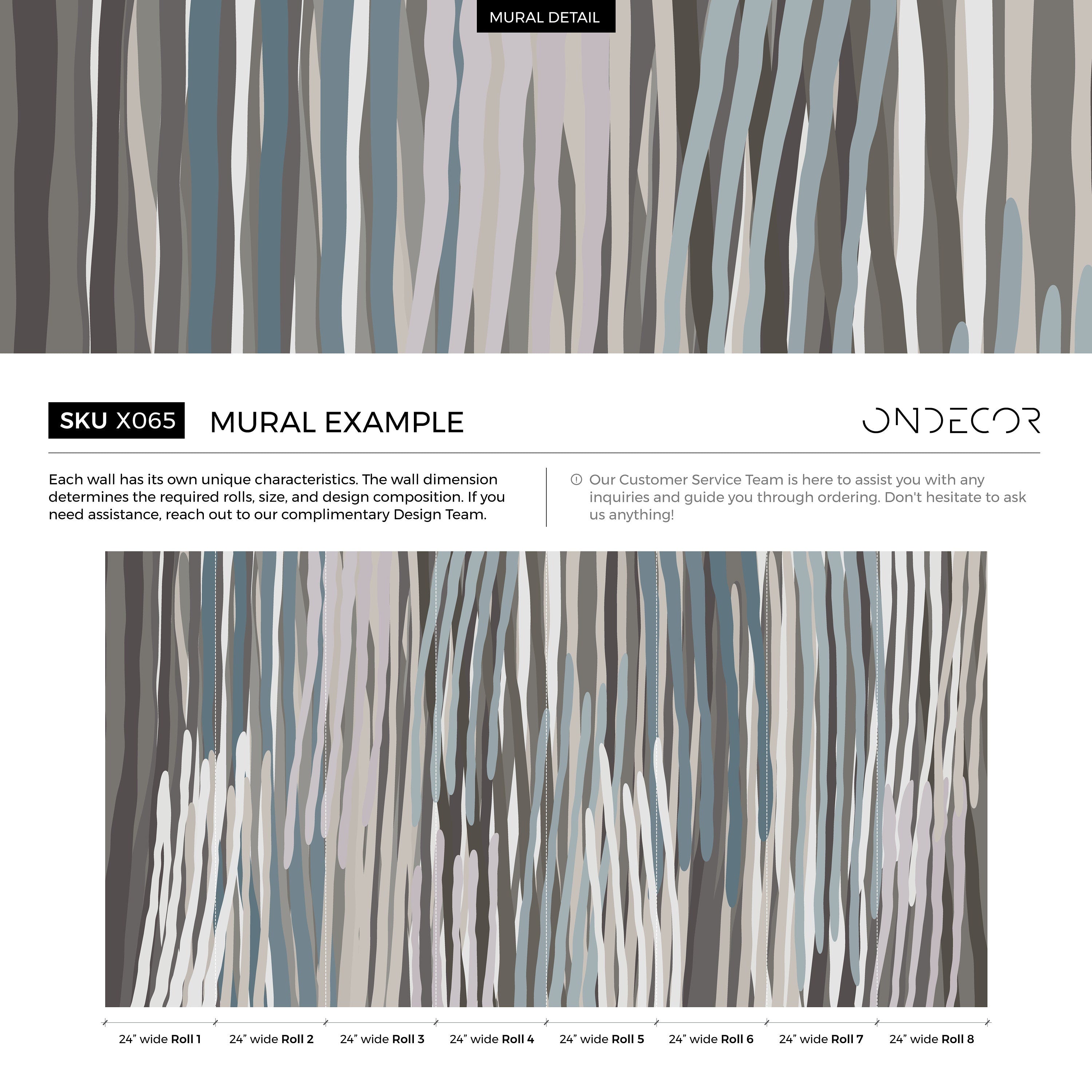 Abstract Wallpaper With An Organic Stripe Motif In Blue, Gray, And Taupe - X065