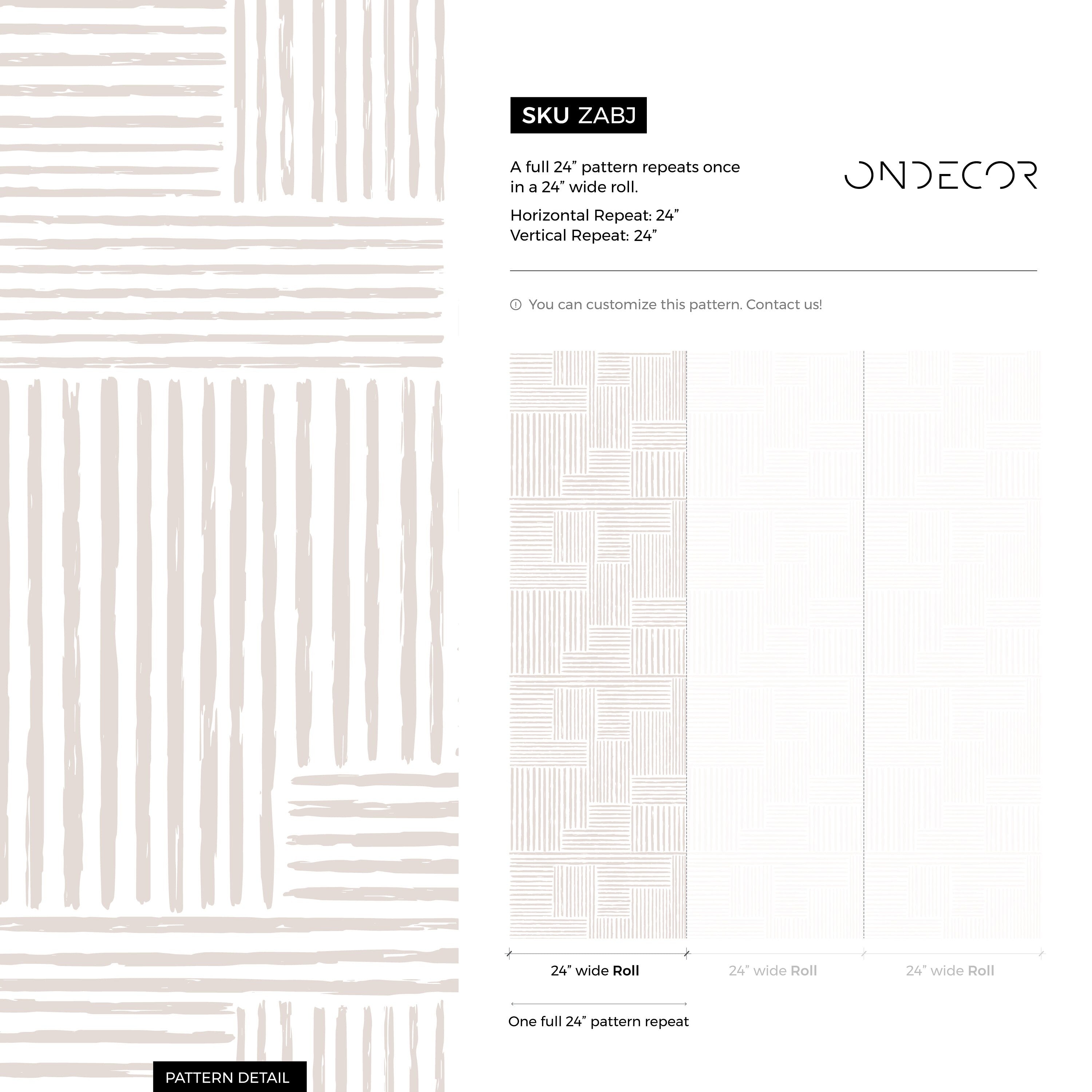 Abstract Wallpaper With A Brushed Labyrinth Motif In Beige And White - Zabj