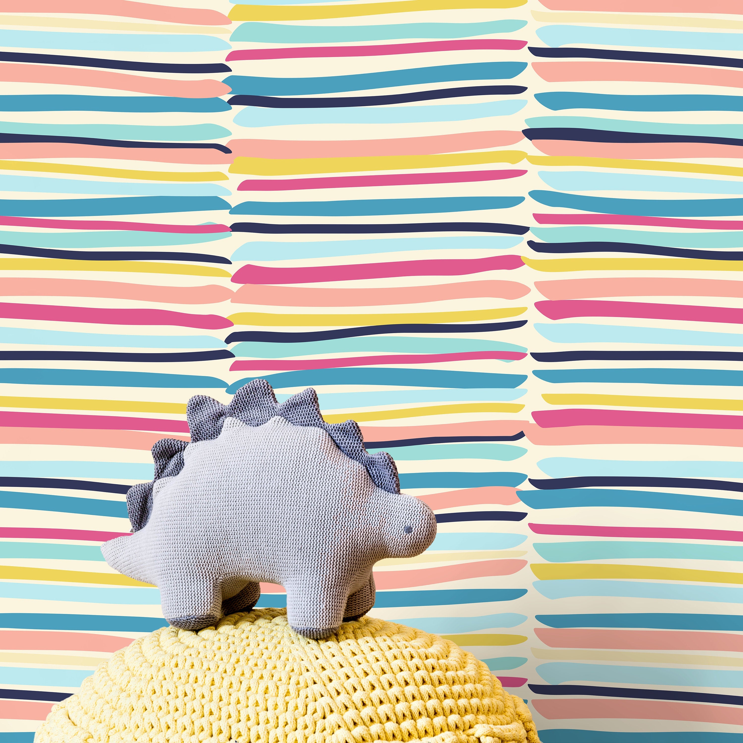 Abstract Wallpaper With Colorful Brush Strokes In Blue, Pink, And Yellow - D792