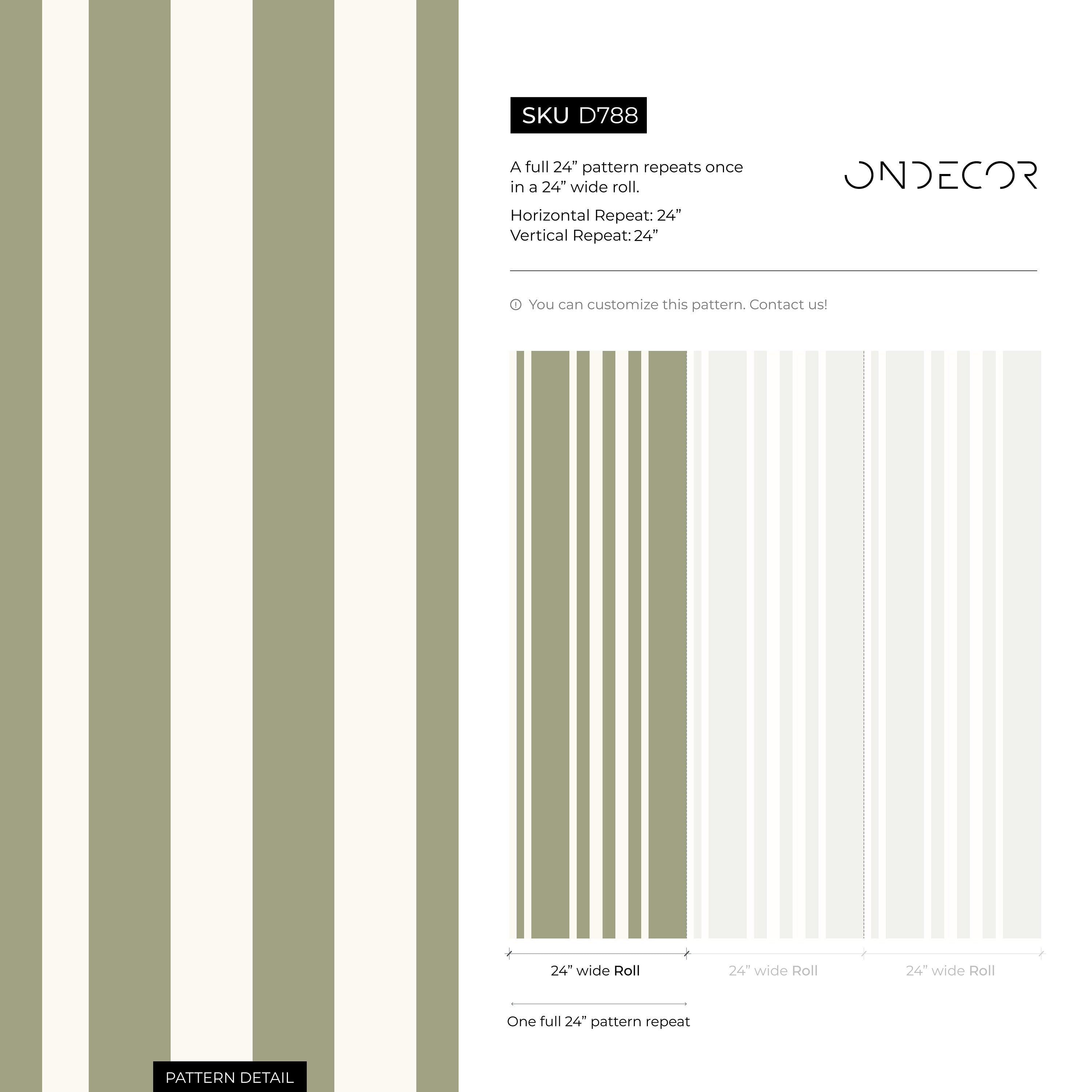 Striped Wallpaper With Vertical Lines In Sage Green And Off-white - D788