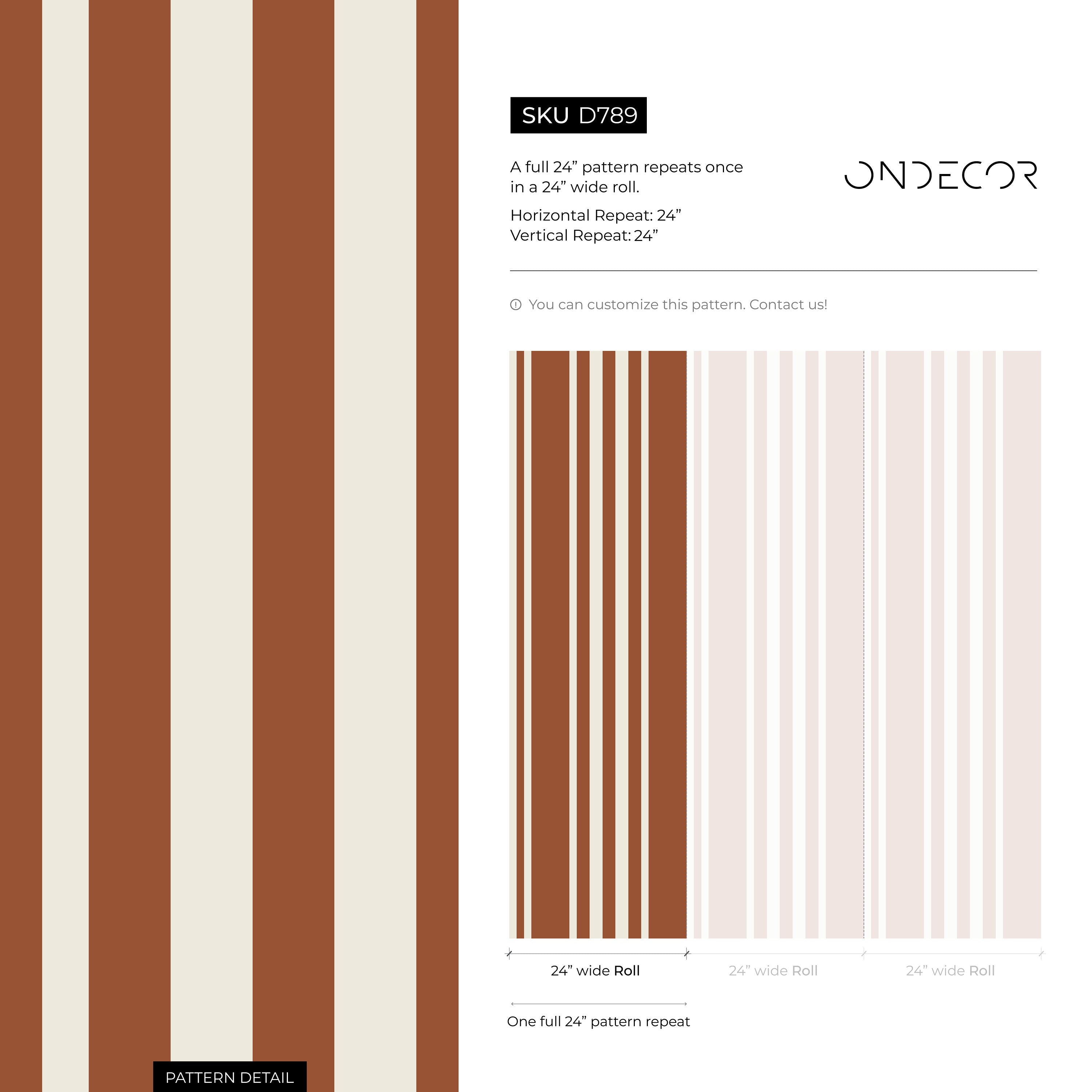 Striped Wallpaper With A Modern Vertical Pattern In Terracotta And Cream - D789