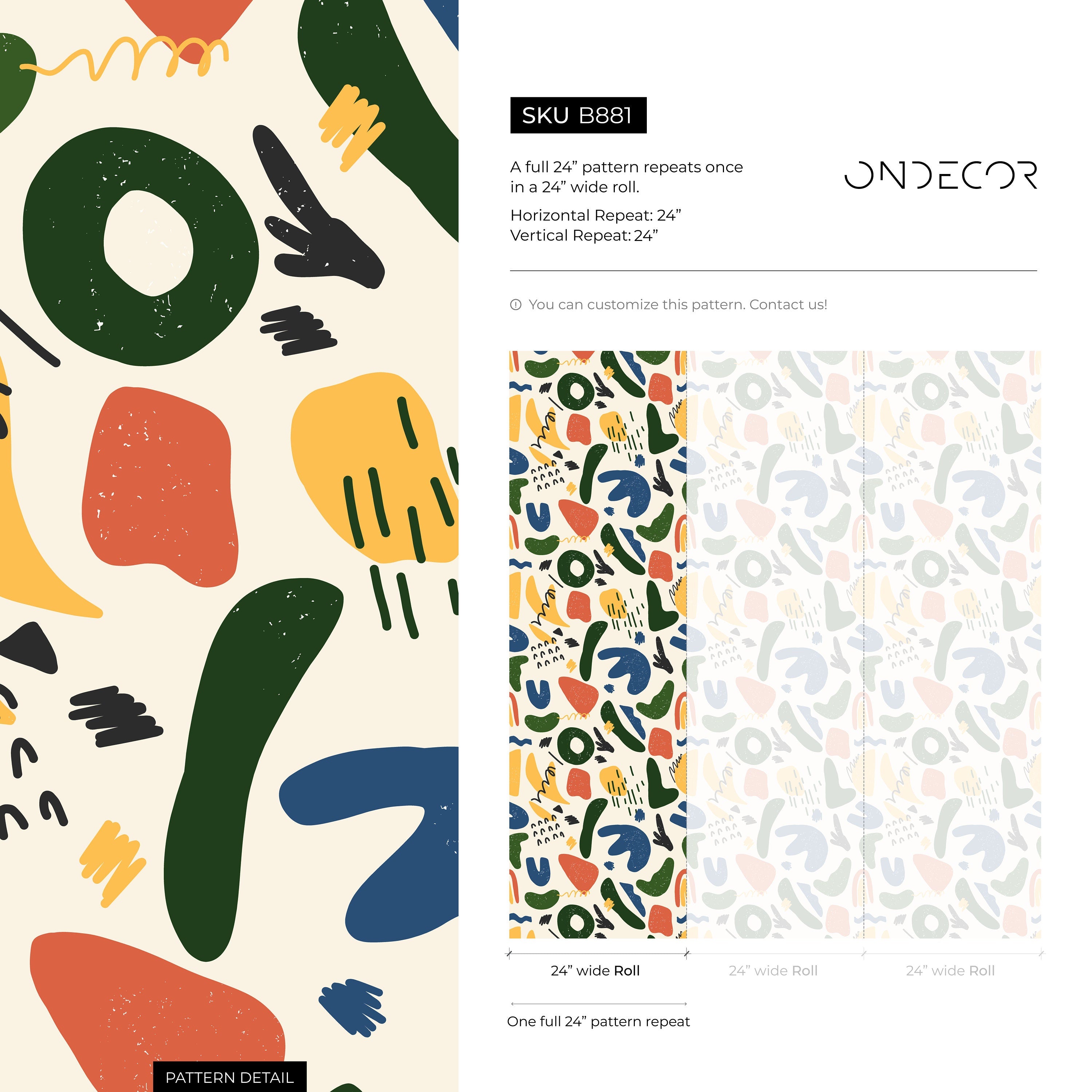 Abstract Wallpaper With Colorful Organic Shapes In Blue, Green, And Yellow - B881