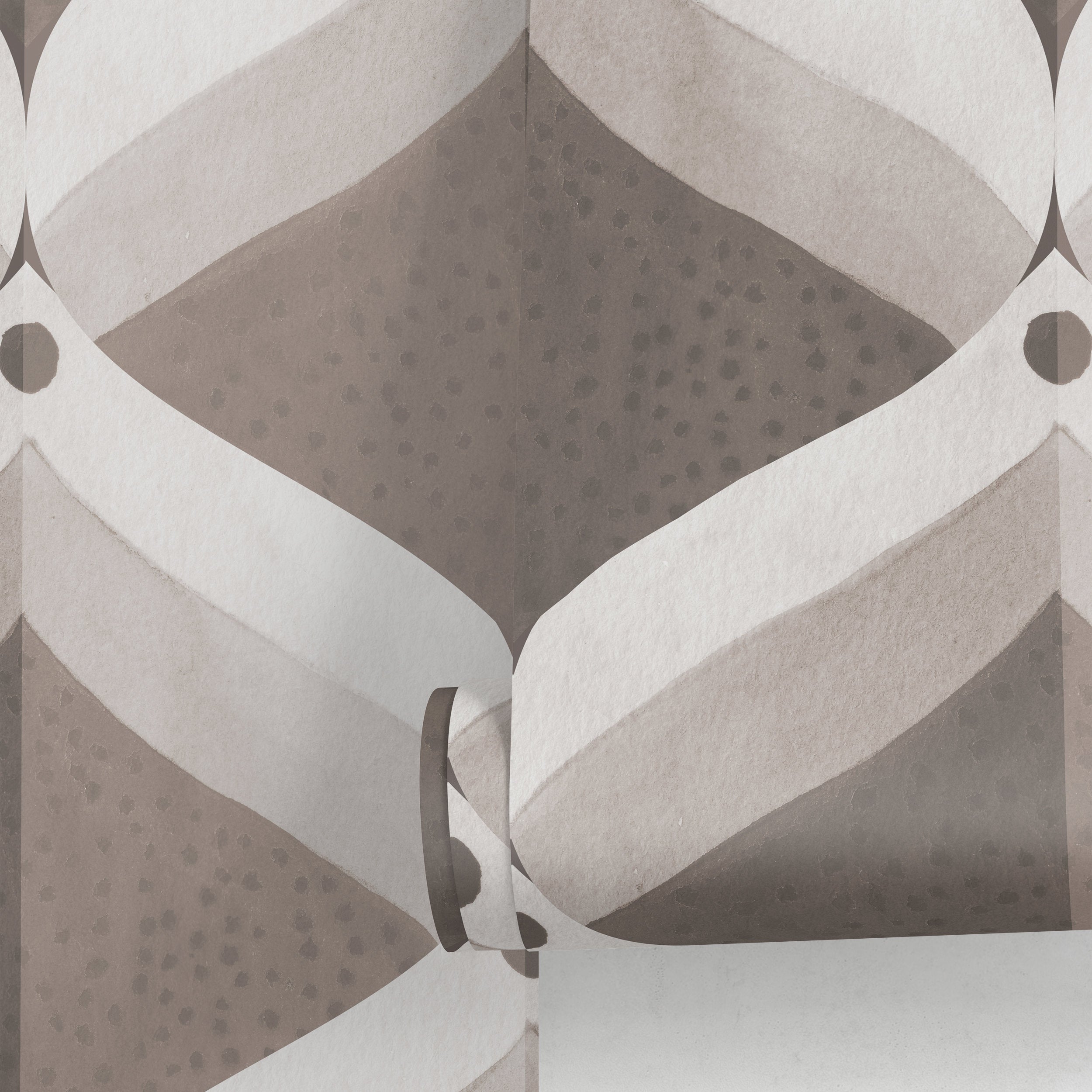 Art Deco Wallpaper With A Geometric Ogee Motif In Brown And Gray - X021