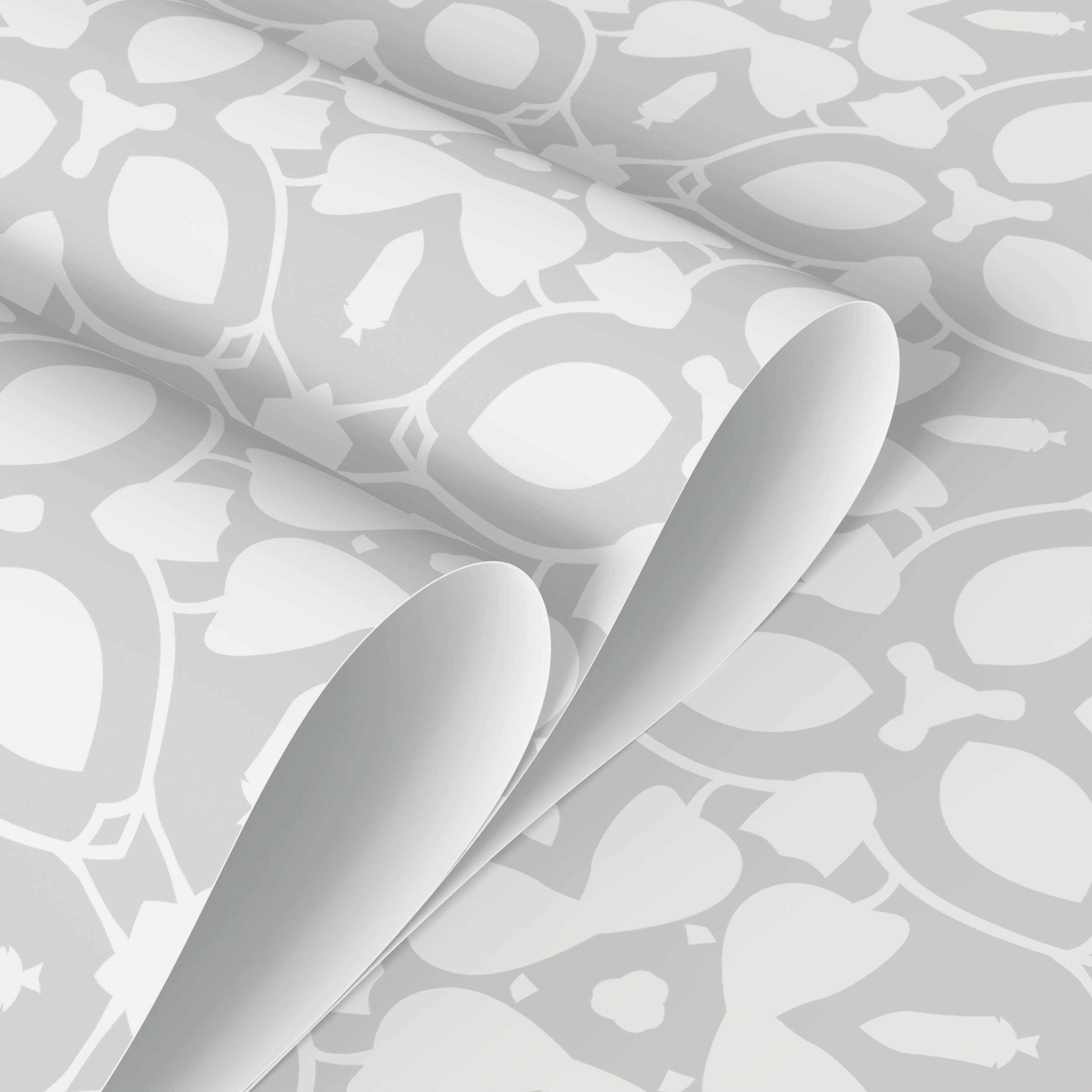 Abstract Wallpaper With A Symmetrical Kaleidoscope Motif In Gray And White - X045