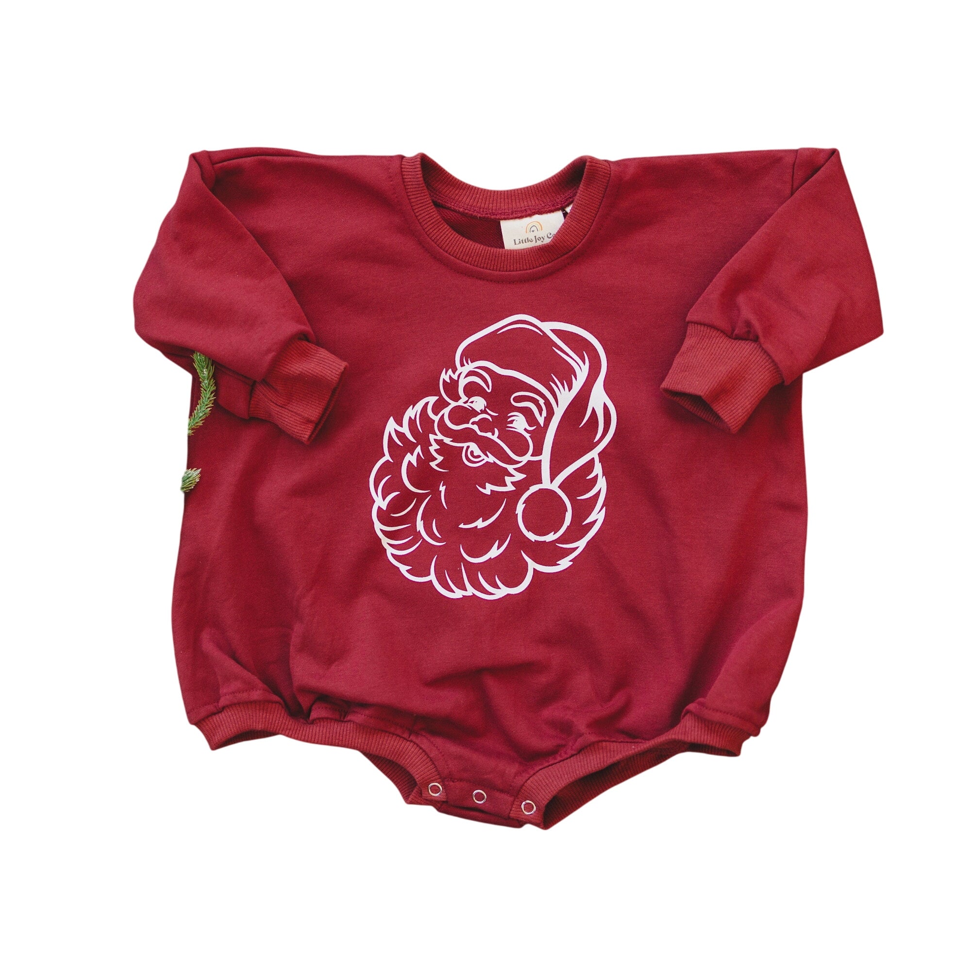 Vintage Santa Graphic Sweatshirt Romper - Red