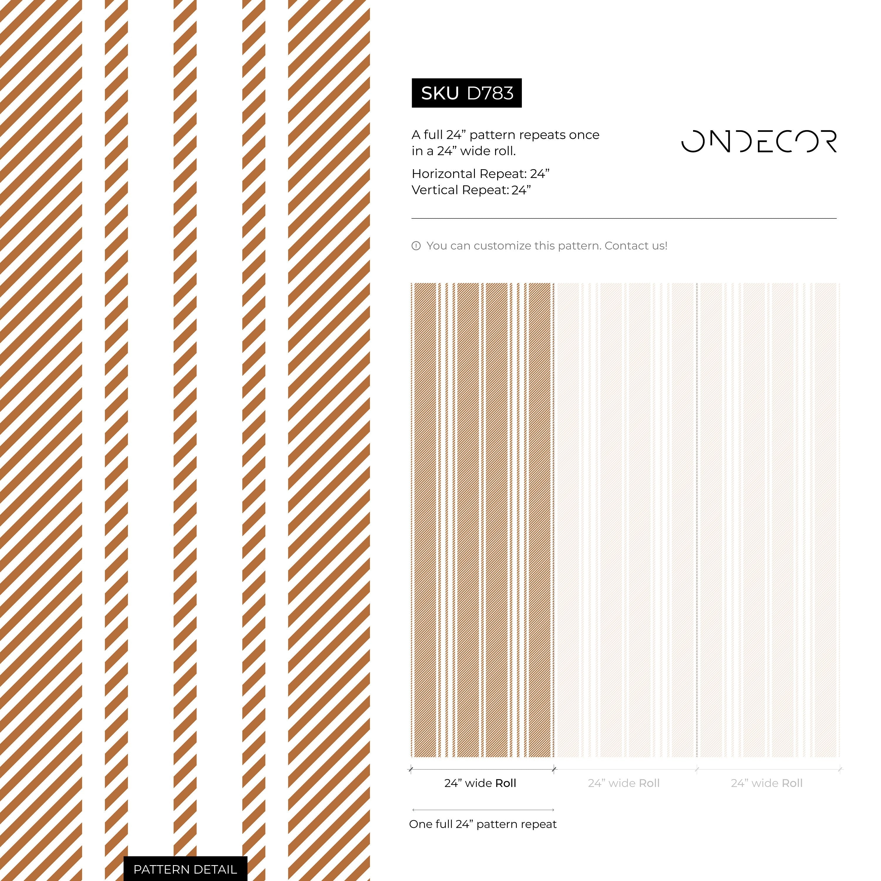 Striped Wallpaper With A Diagonal Line Pattern In Orange - D783