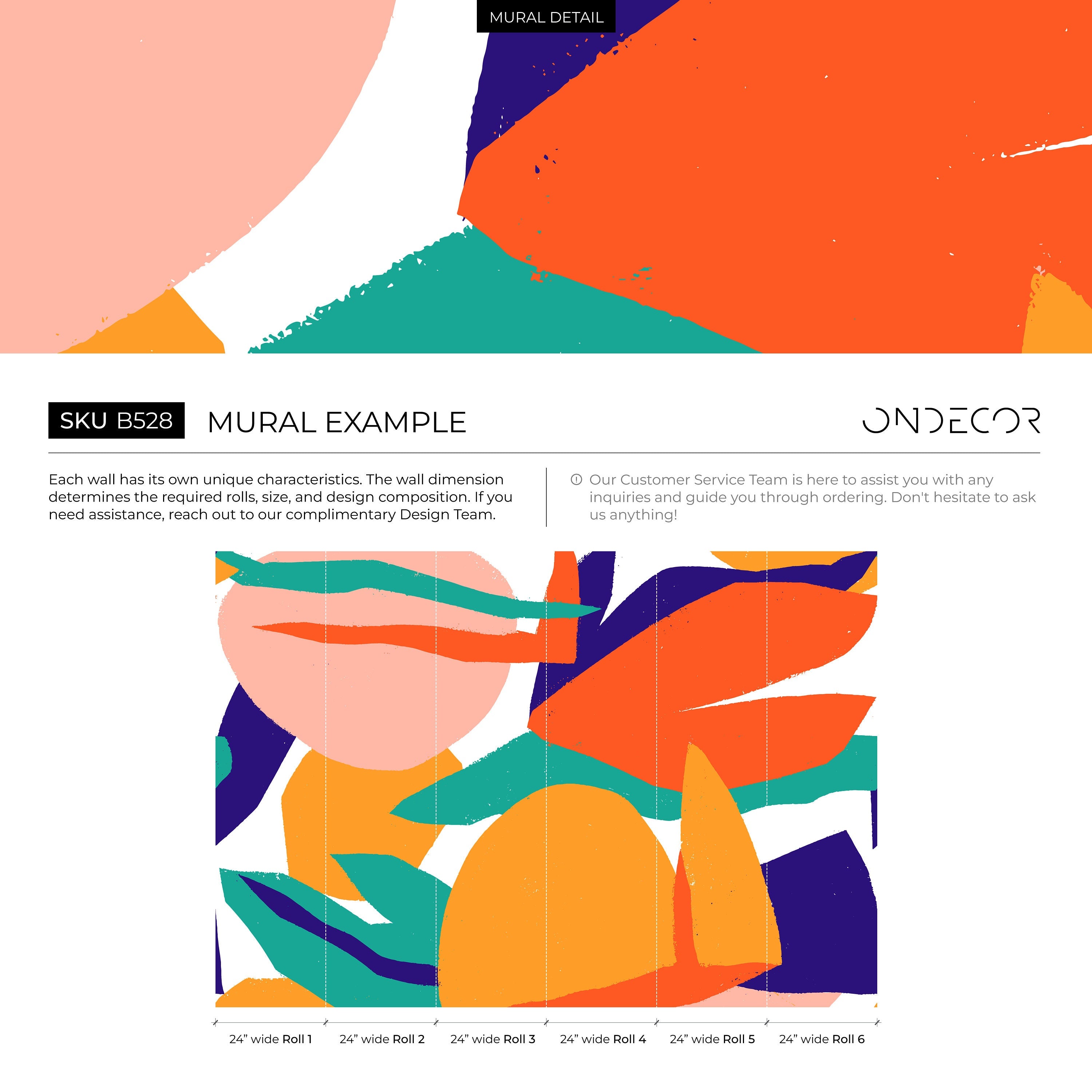 Abstract Wallpaper With A Bold Collage Motif In Orange, Blue, And Teal - B528