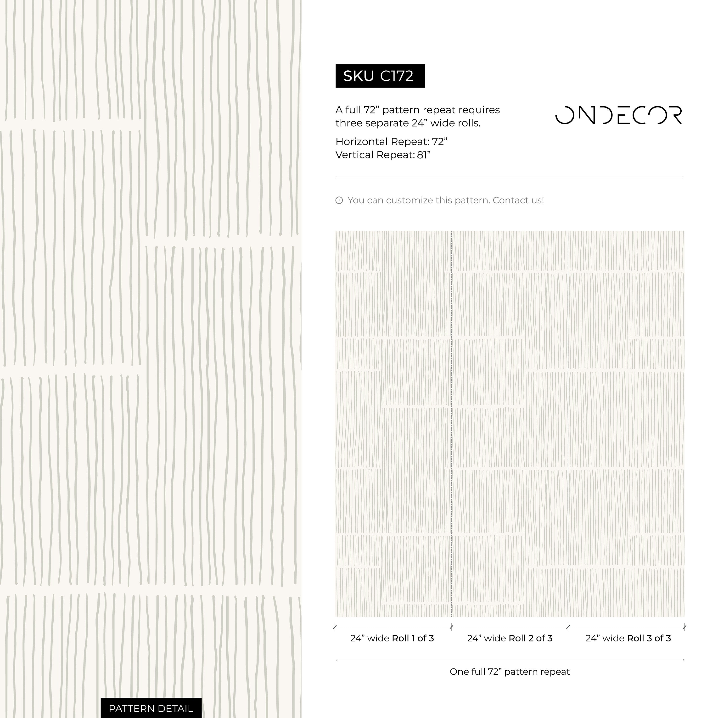 Abstract Wallpaper With Wavy Vertical Lines In Beige And Sage Green - C172