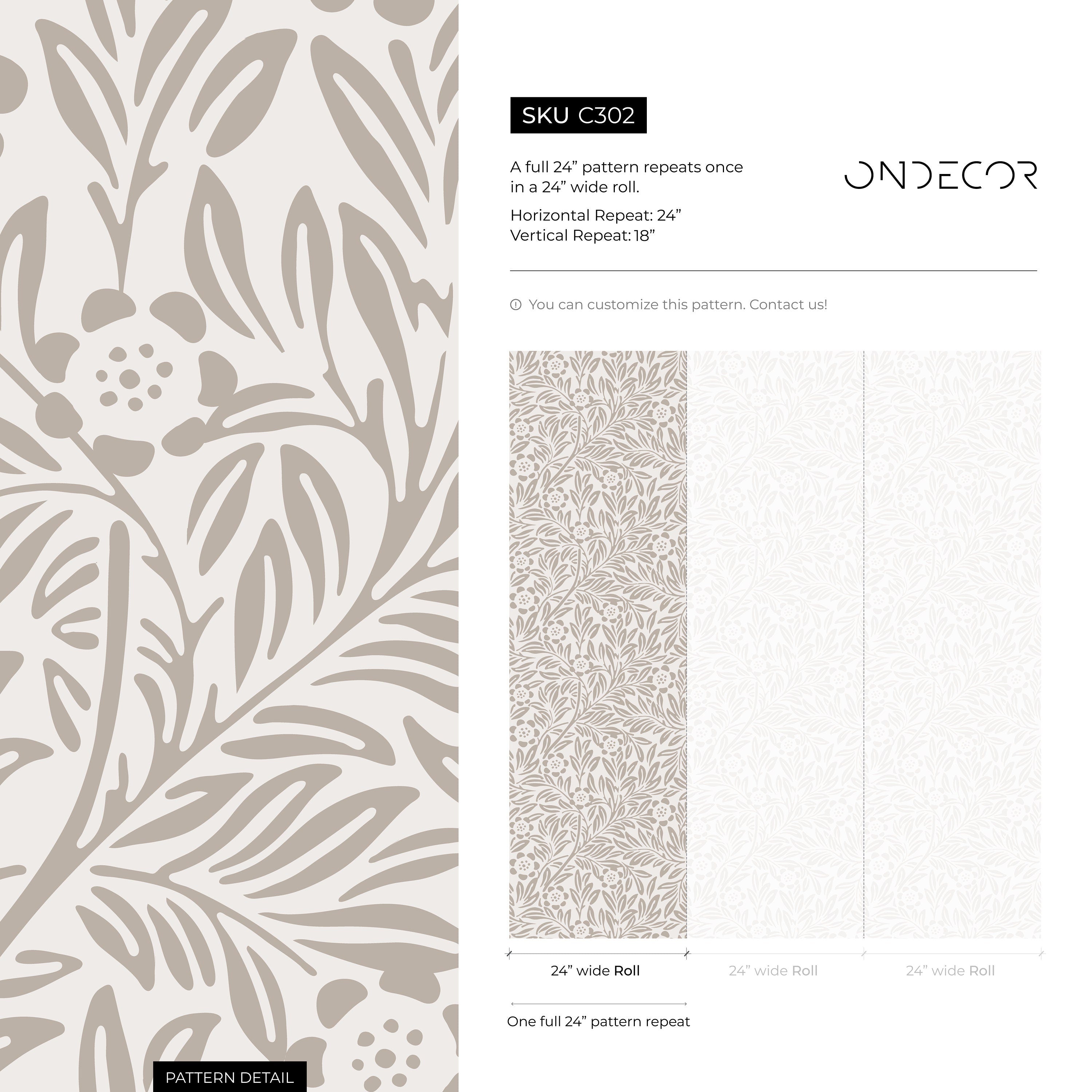 Floral Wallpaper With A Classic Arts And Crafts Motif In Beige - C302