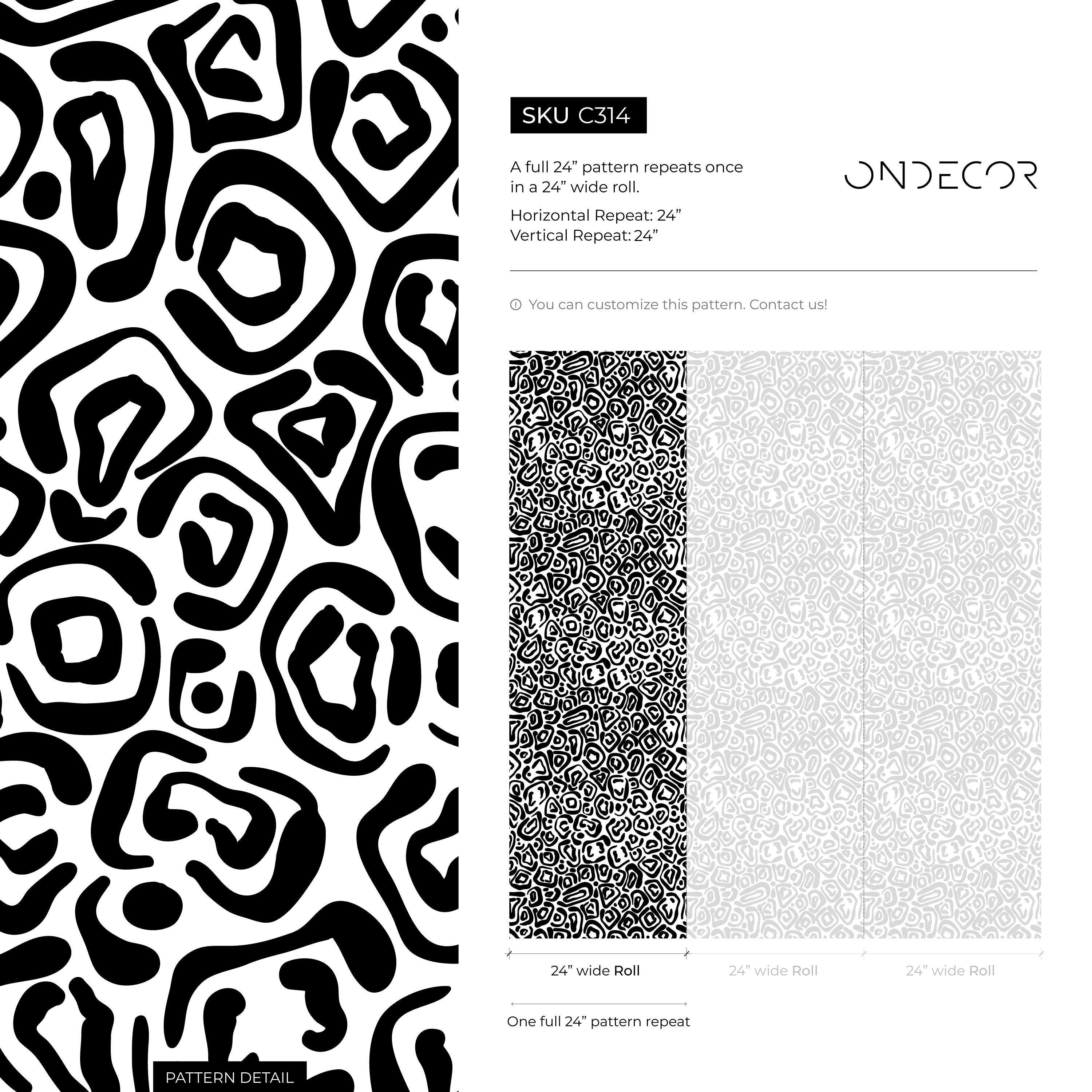 Abstract Wallpaper With An Organic Tribal Motif In Black And White - C314