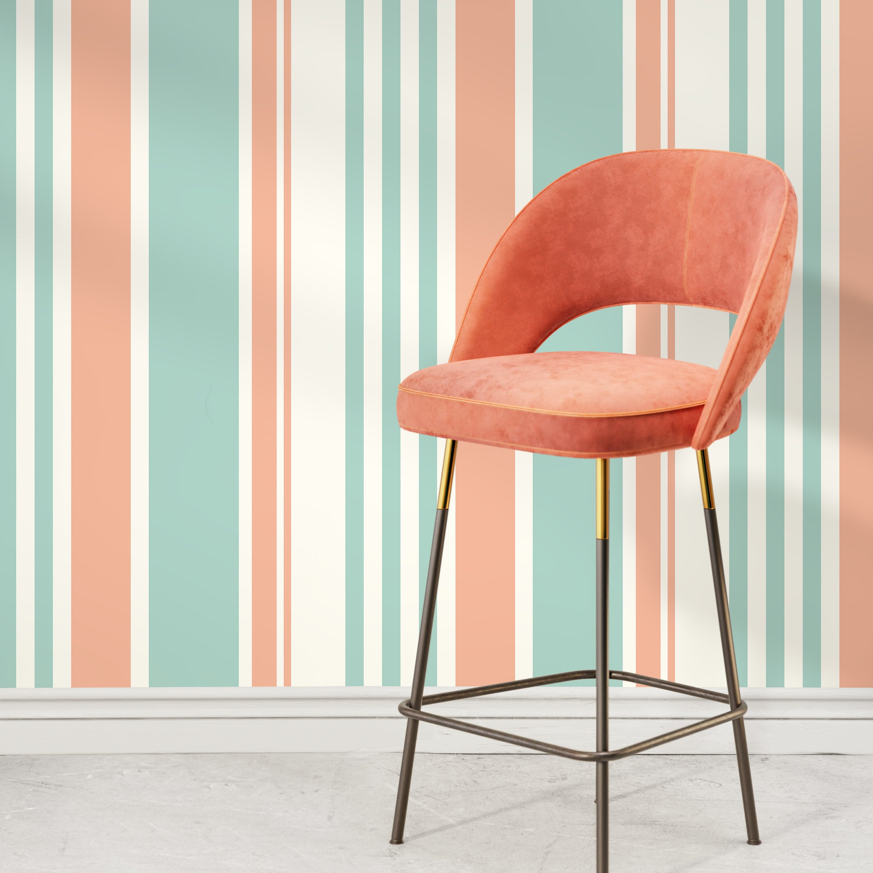 Striped Wallpaper With A Minimalist Design In Pink And Light Blue - D806