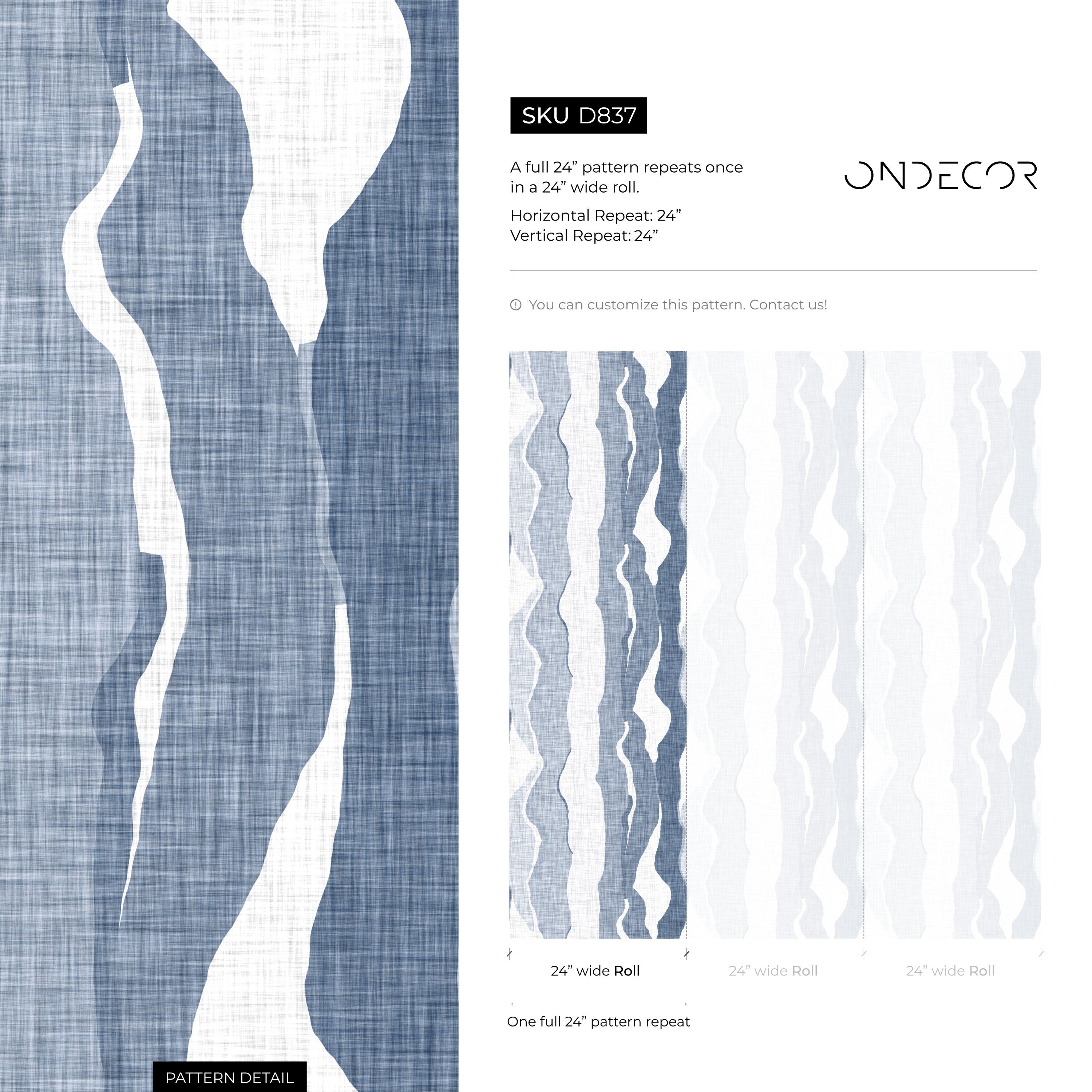 Abstract Wallpaper With Flowing Wave Stripes In Blue And White - D837