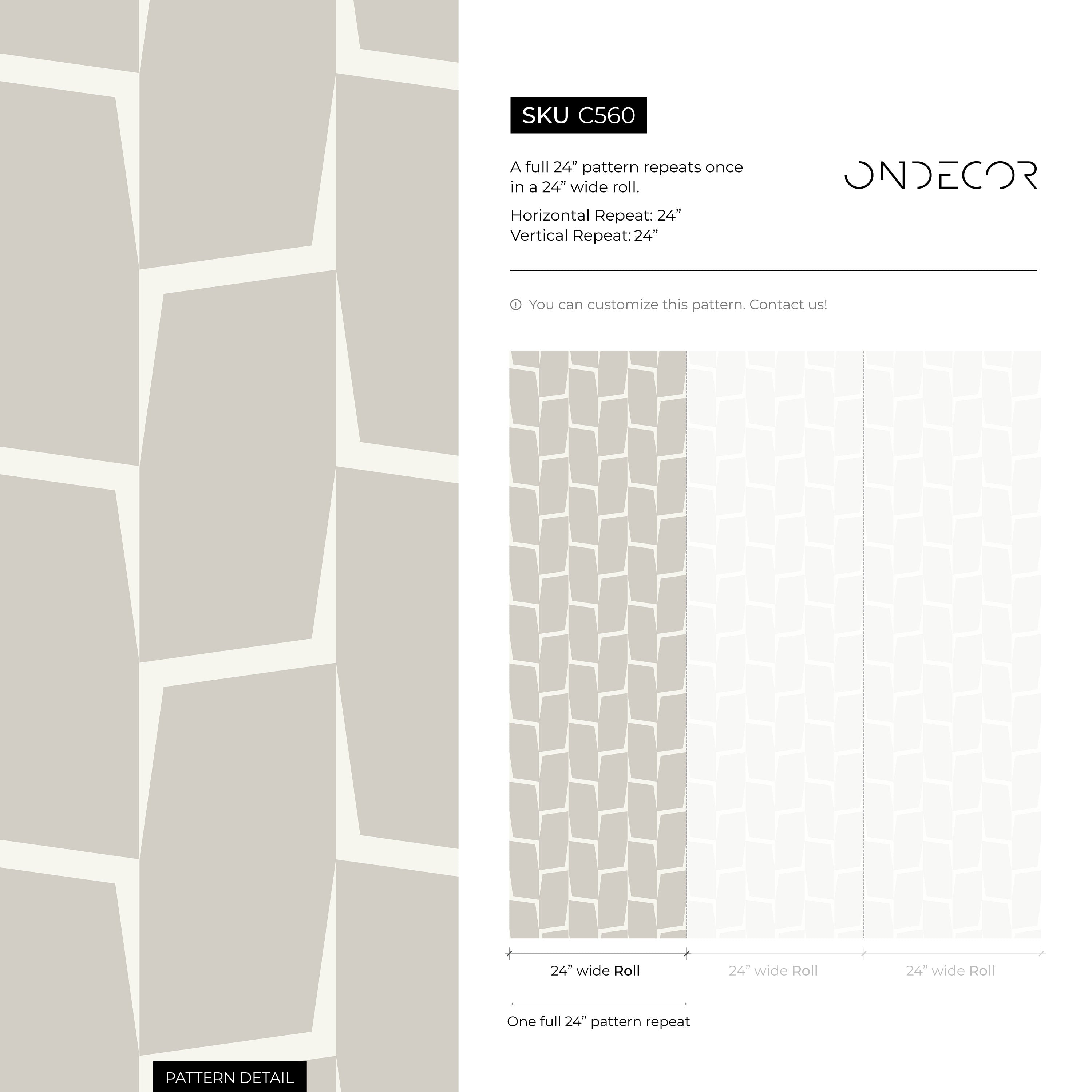 Abstract Wallpaper With An Angular Block Pattern In White And Beige - C560