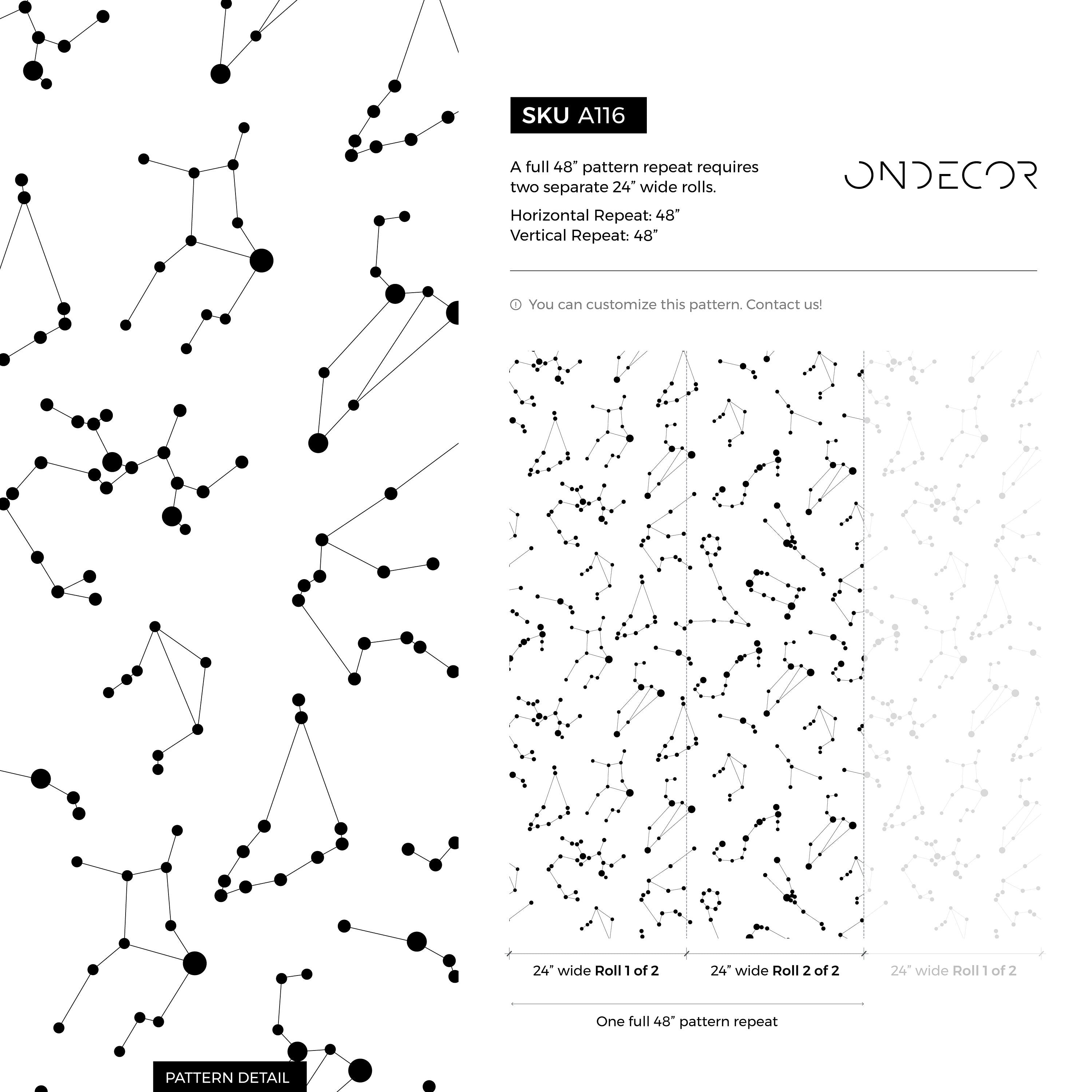 Celestial Wallpaper Featuring Zodiac Constellations In Black And White - A116