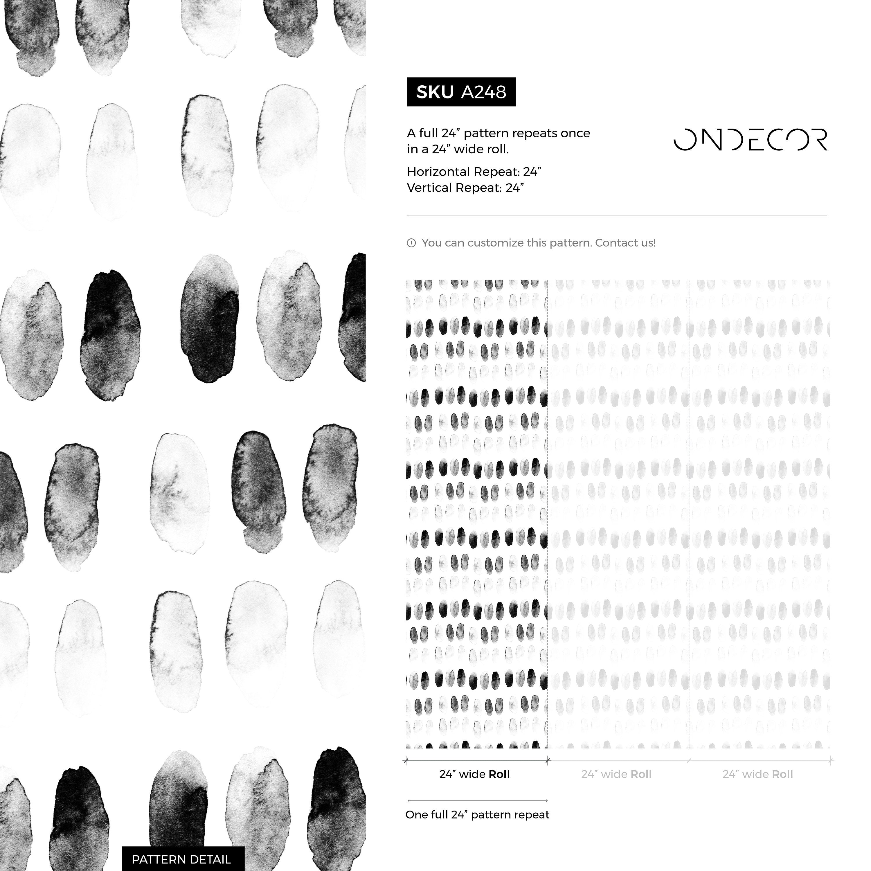 Watercolor Wallpaper With A Minimalist Brushstroke Pattern In Black And White - A248