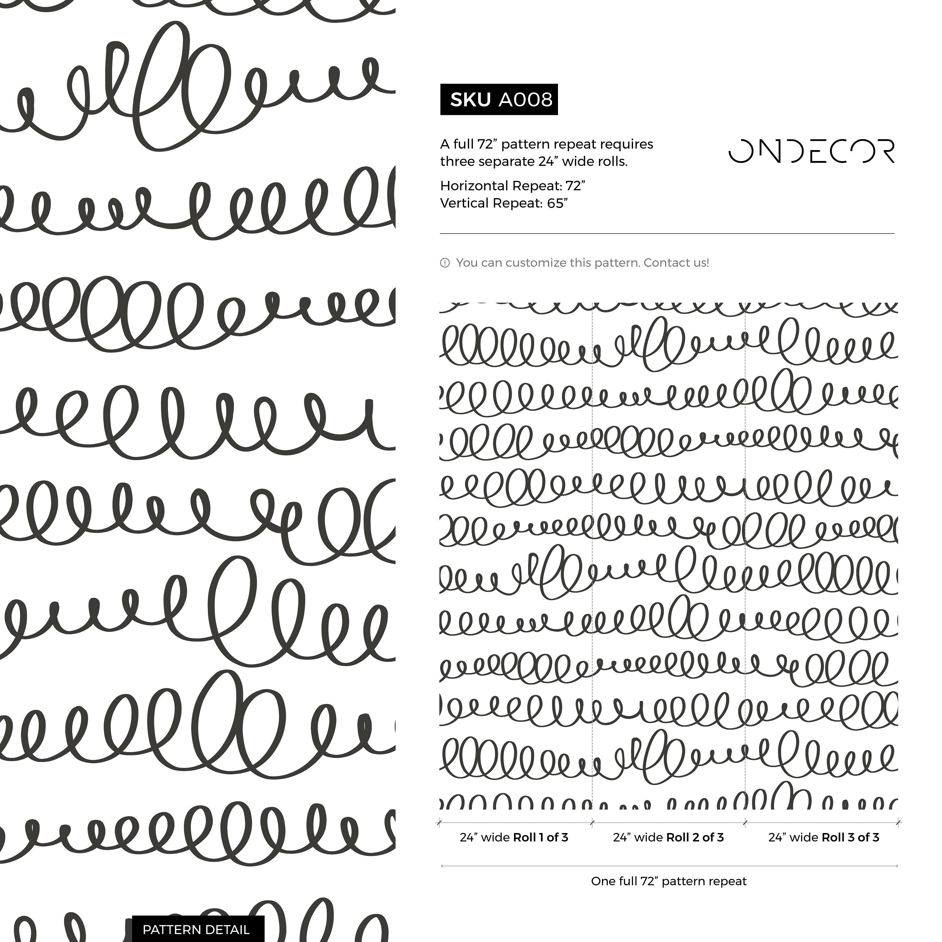 Abstract Wallpaper With A Hand-drawn Loop Motif In Black And White - A008