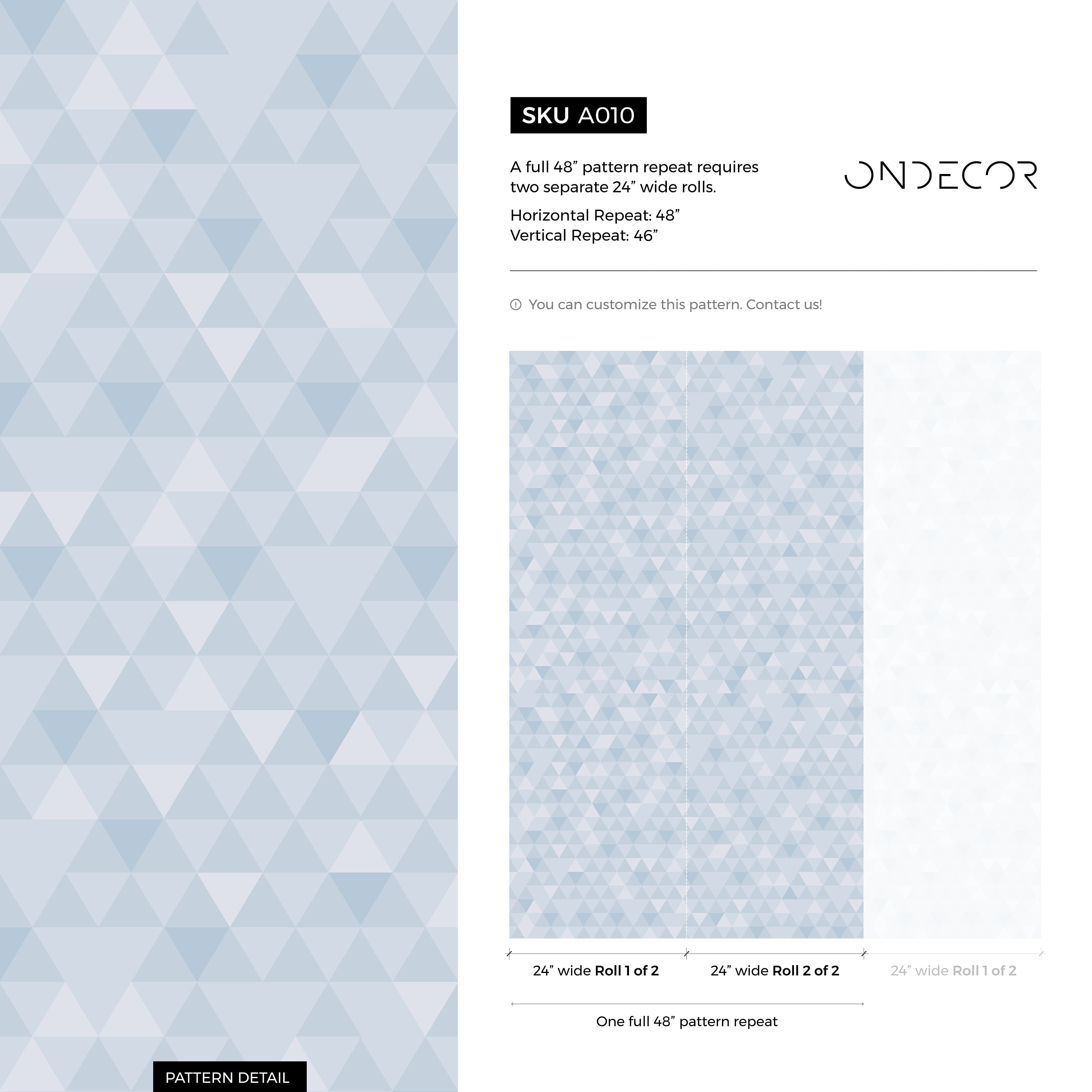 Geometric Wallpaper With A Modern Triangle Mosaic In Shades Of Blue - A010