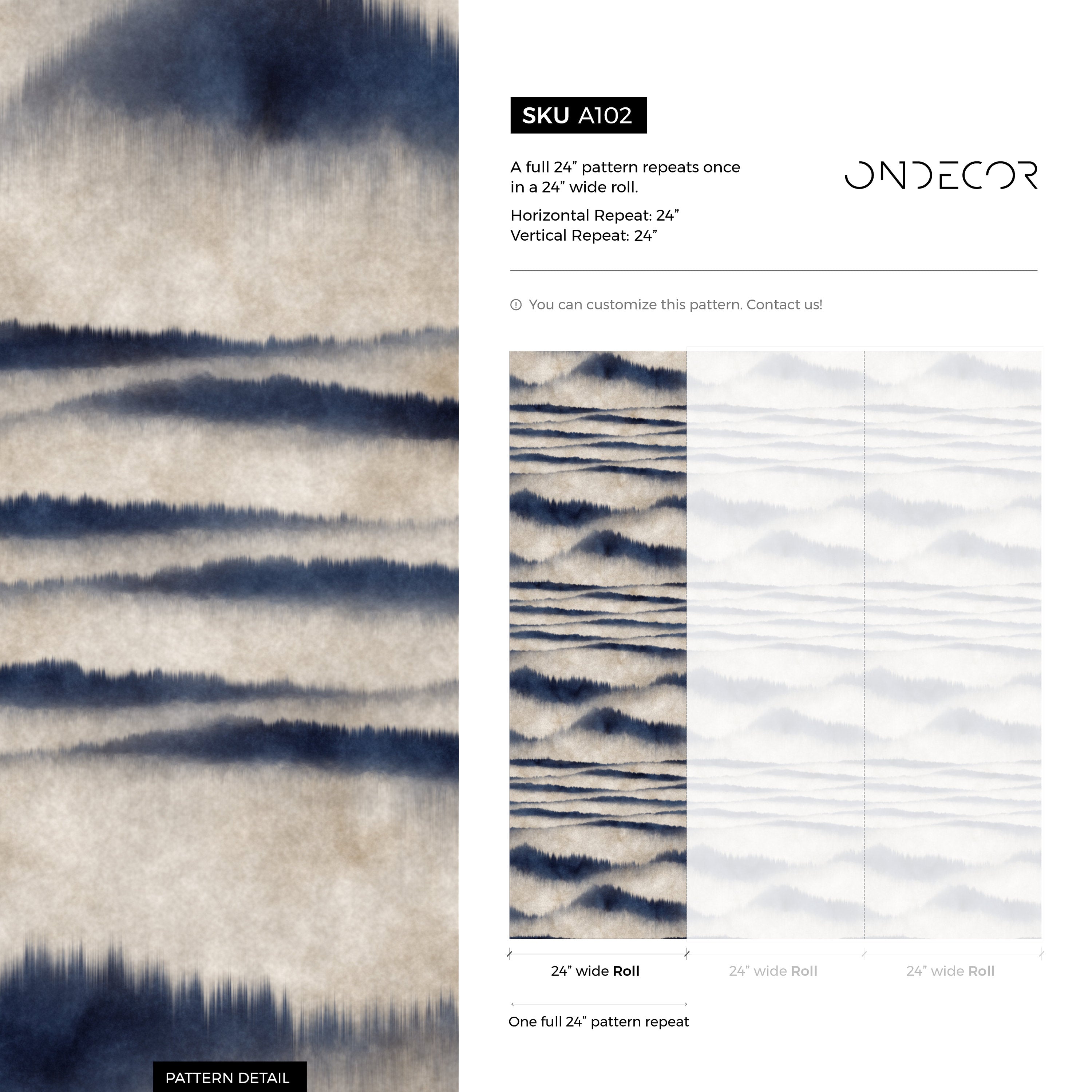 Abstract Wallpaper With A Misty Mountain Motif In Blue And Gray - A102