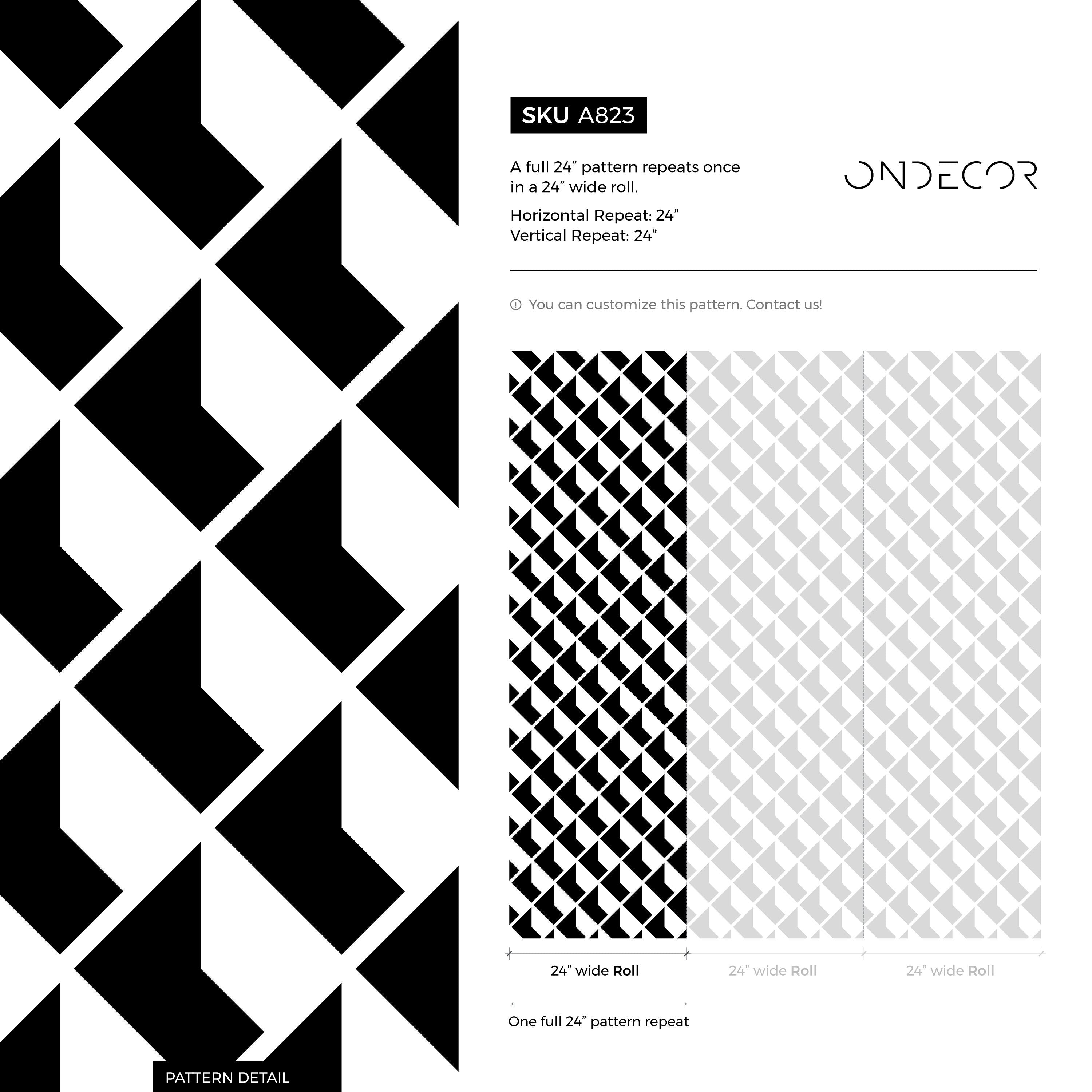 Geometric Wallpaper With An Interlocking Arrow Motif In Black And White - A823