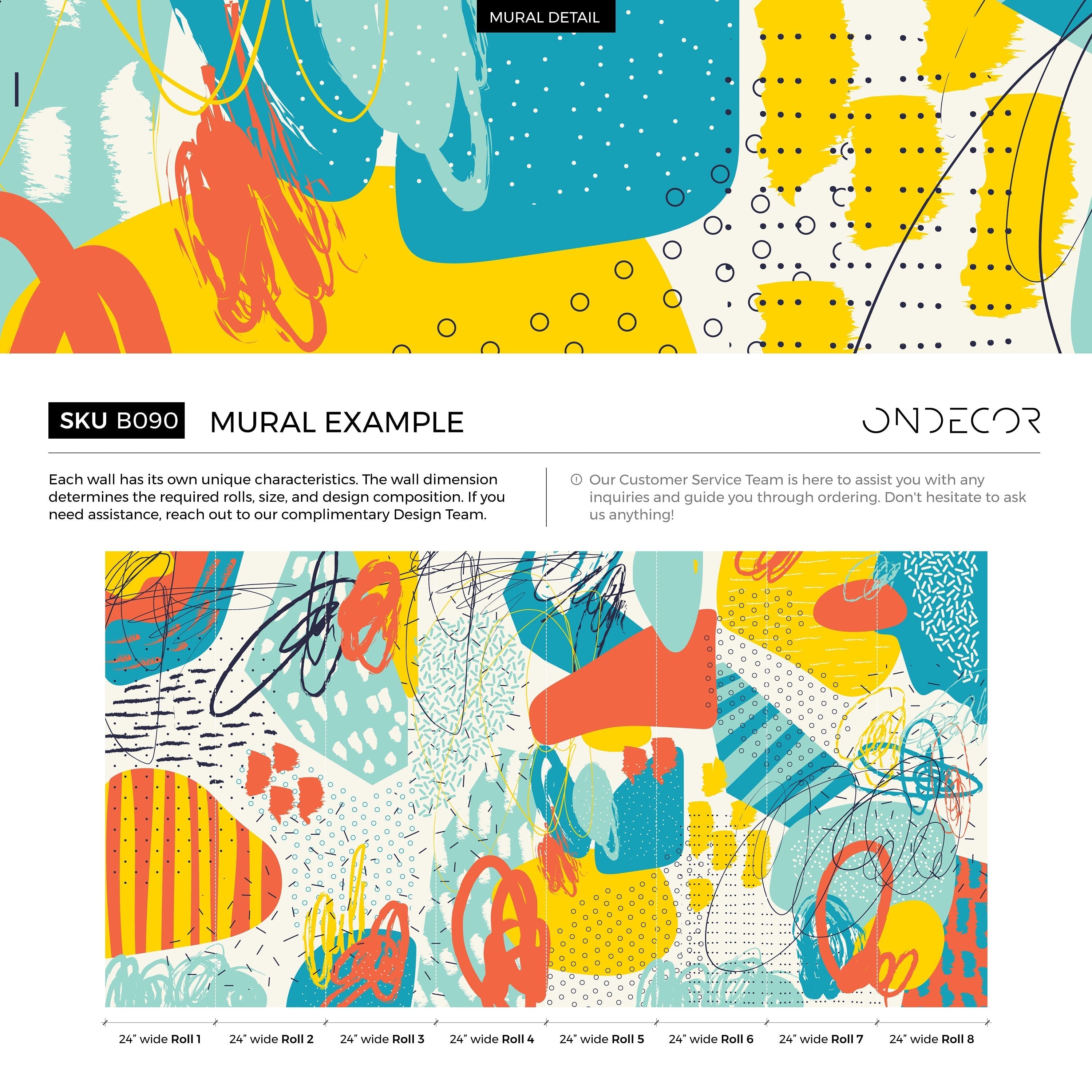 Abstract Wallpaper With A Colorful Collage Of Shapes In Orange, Yellow, And Blue - B090