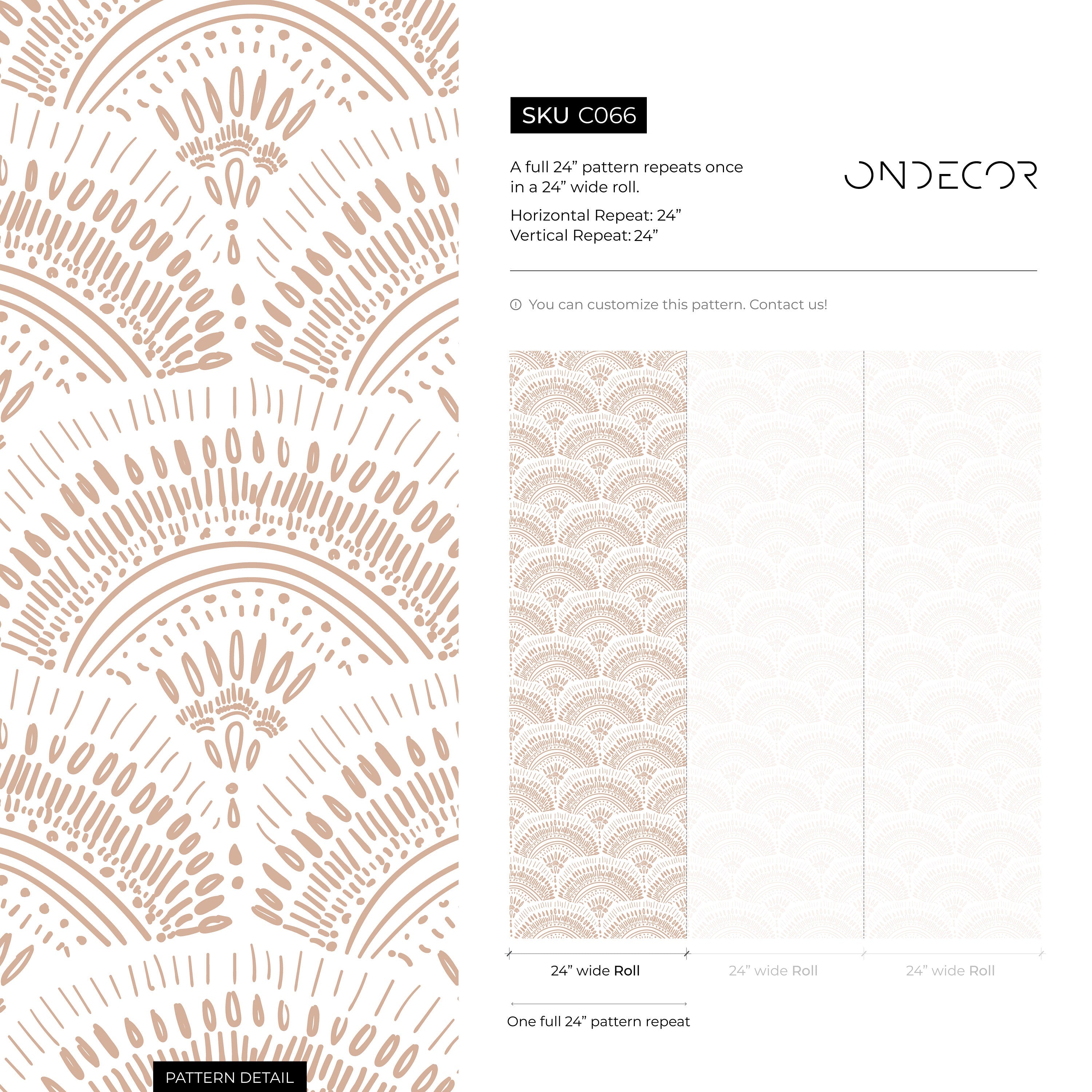 Boho Wallpaper With An Intricate Scalloped Fan Motif In Tan - C066
