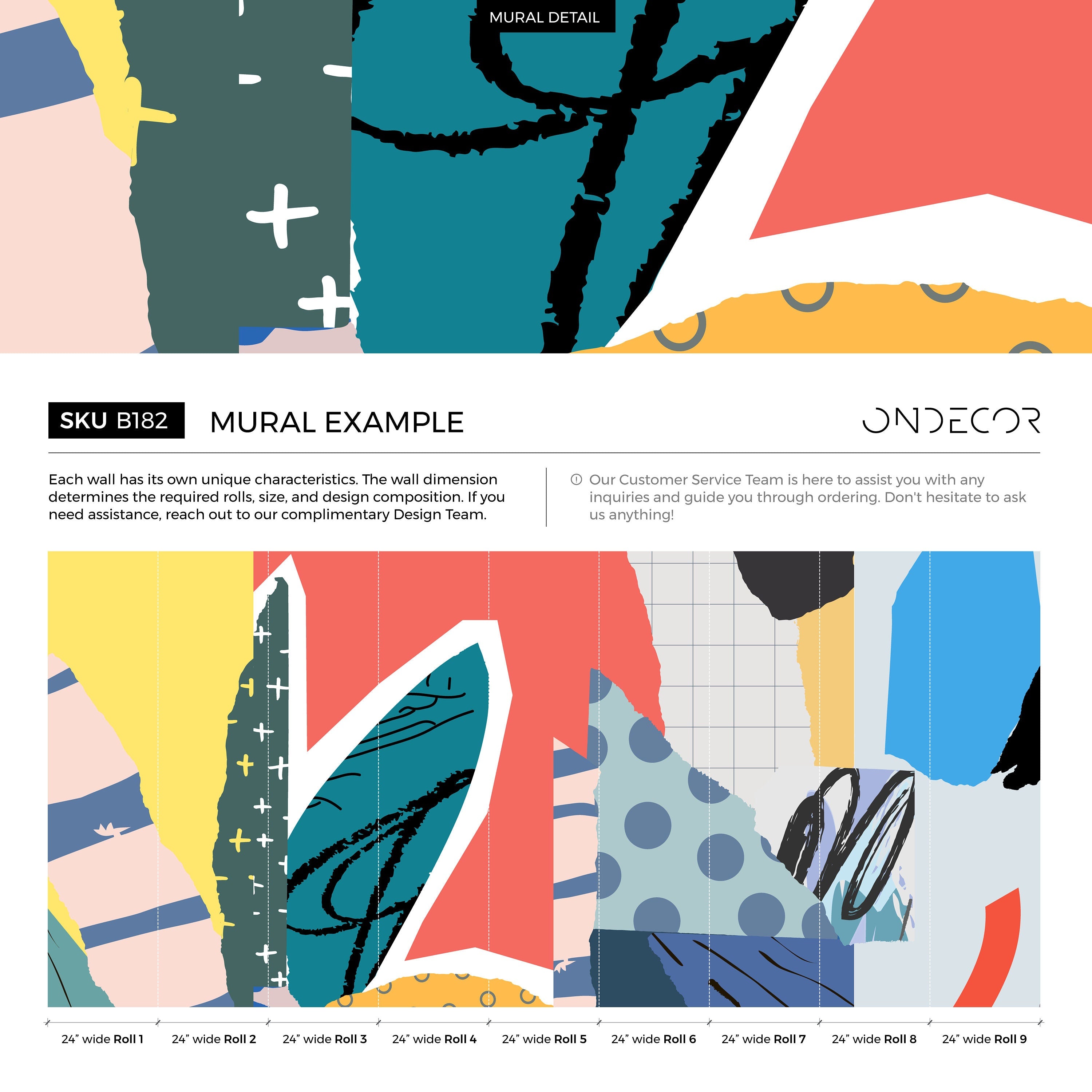 Abstract Wallpaper With A Modern Collage Motif In Red, Blue, And Yellow - B182