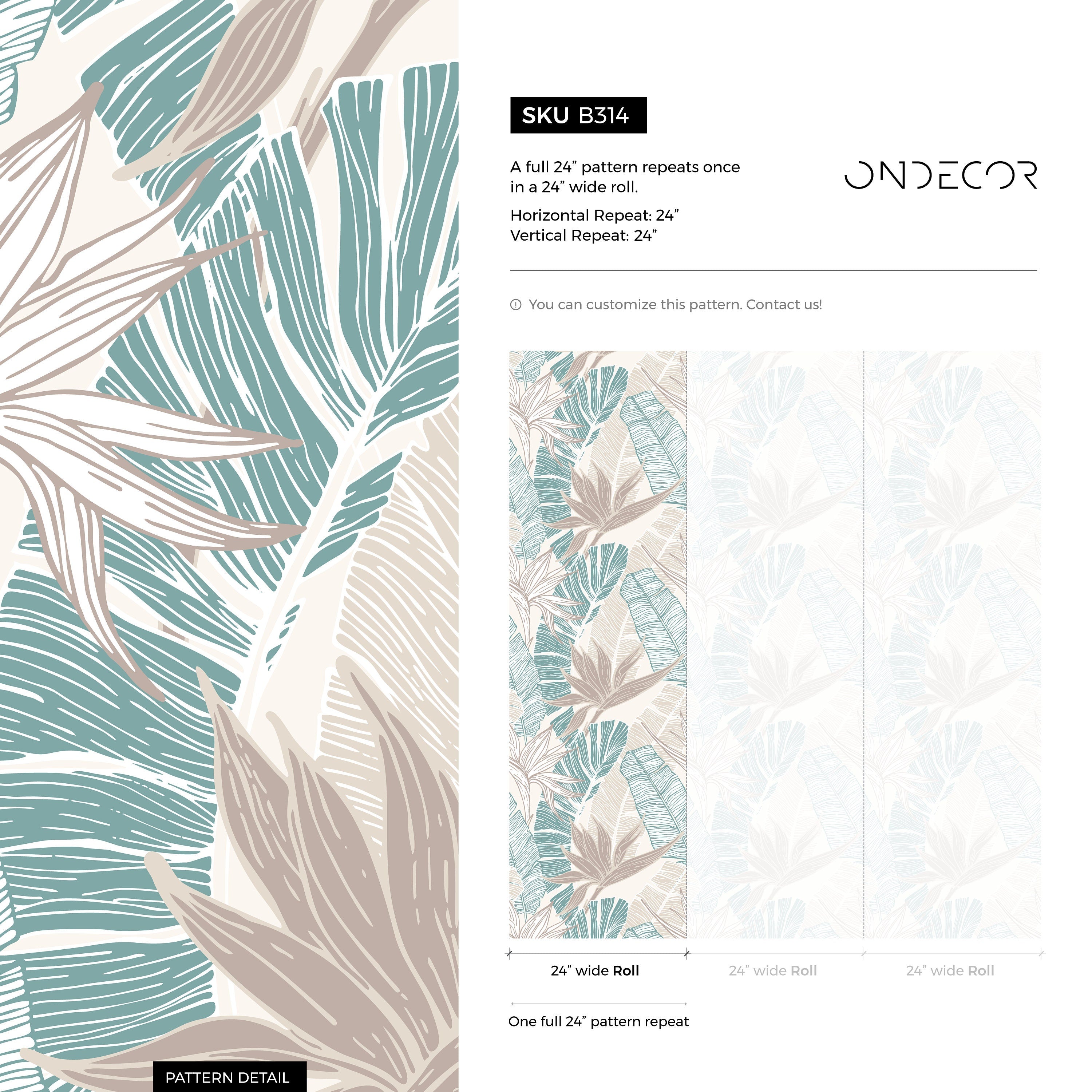 Tropical Wallpaper With Birds Of Paradise In Teal And Beige - B314
