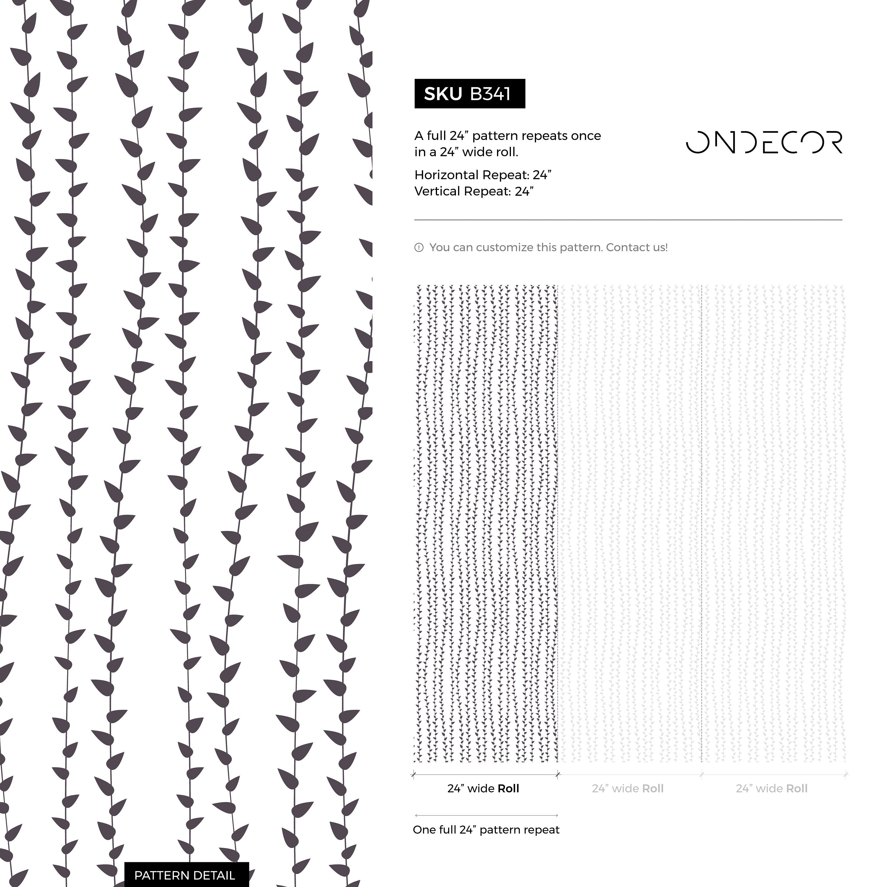 Botanical Wallpaper Featuring Delicate Trailing Vines In Gray - B341