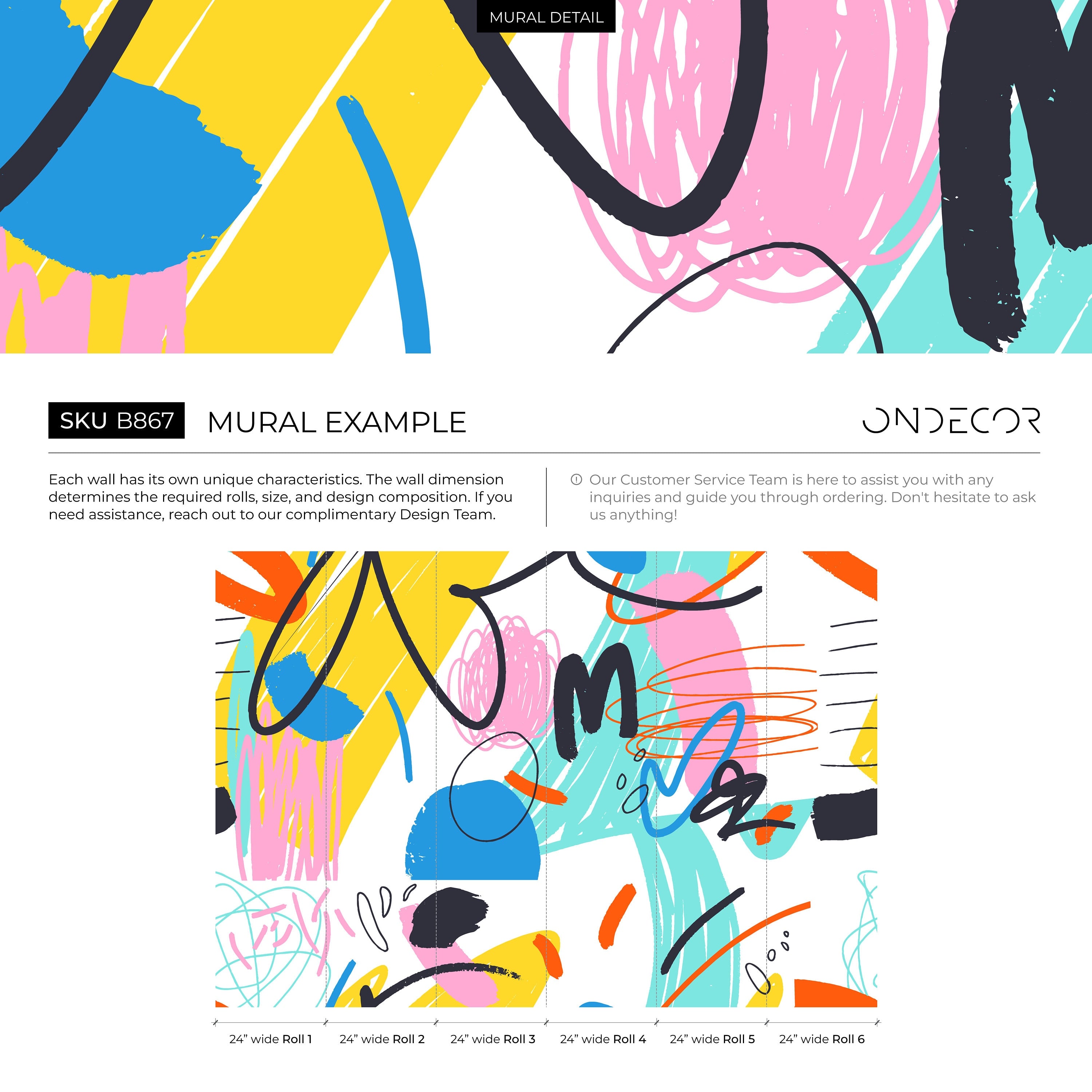 Abstract Wallpaper With Colorful Scribbles In Yellow, Pink, And Blue - B867